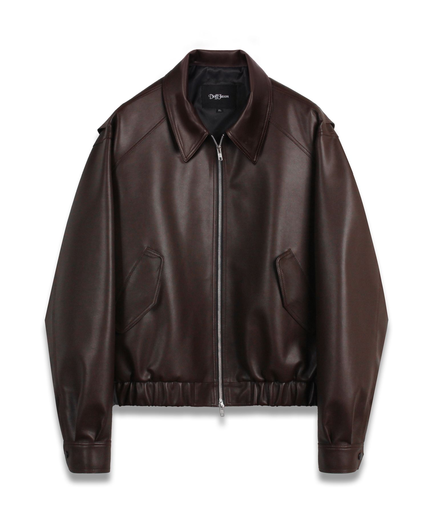 MUSINSA公式 | DOFFJASON OVERSIZED VEGAN LEATHER BOMBER JACKET (BROWN)