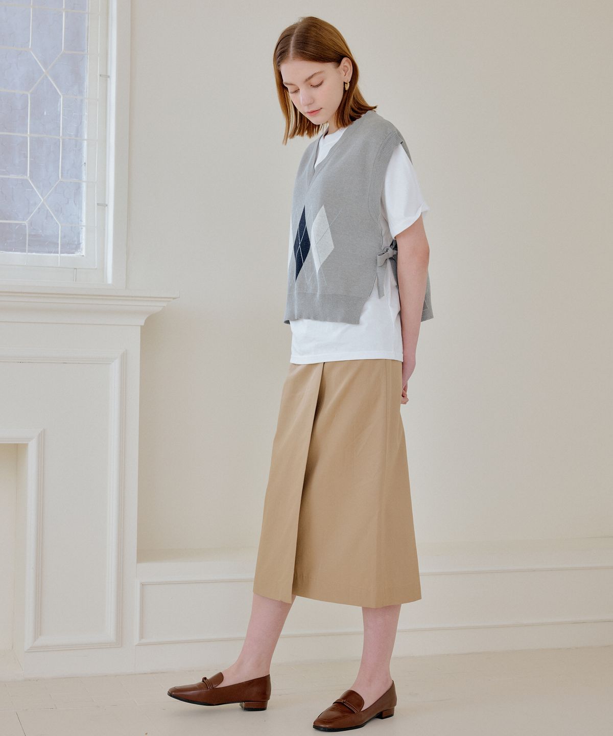 엽페(YUPPE) COTTON WRAP SKIRT_BEIGE
