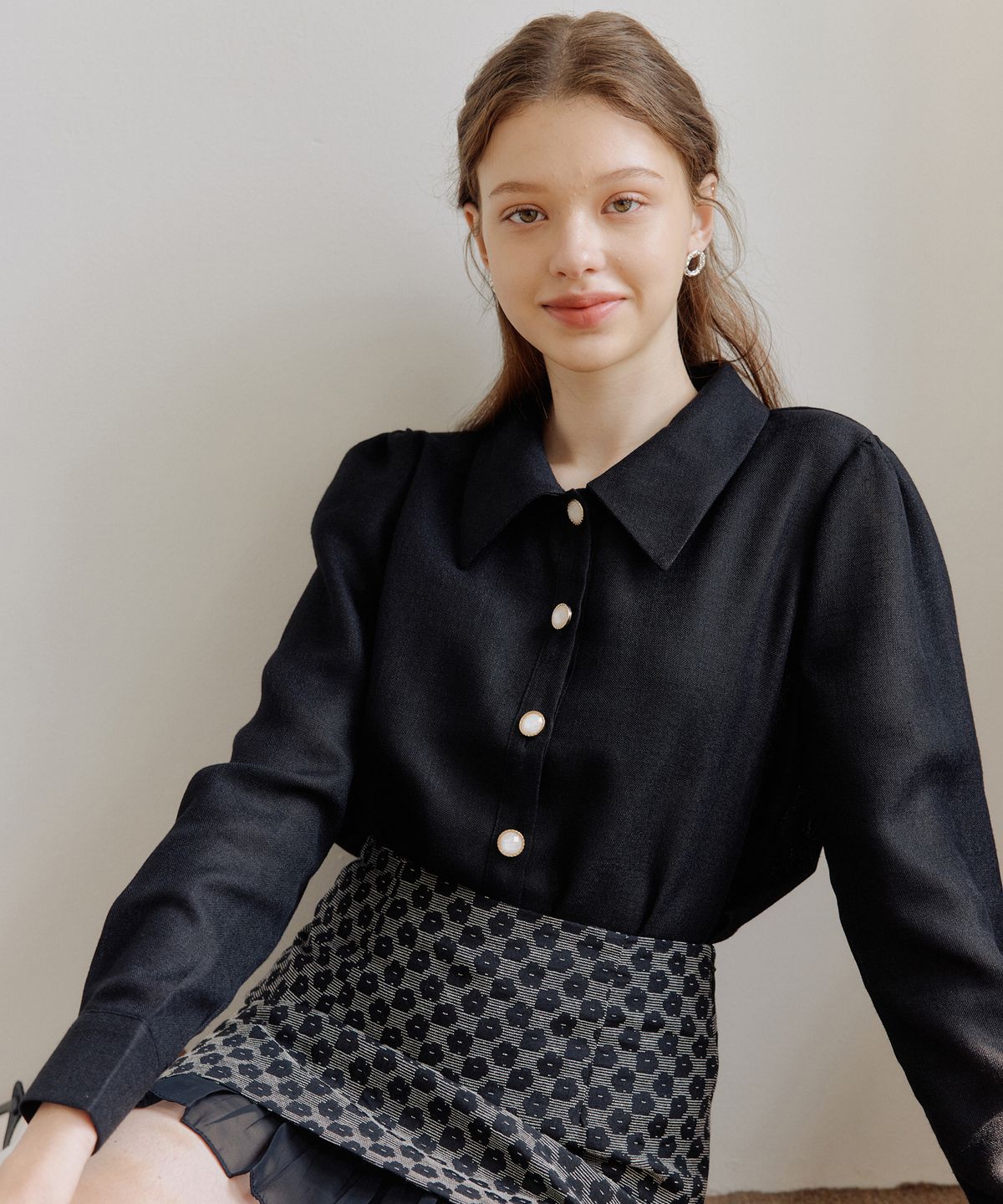 엽페(YUPPE) TWEED SHIRT_ALL BLACK