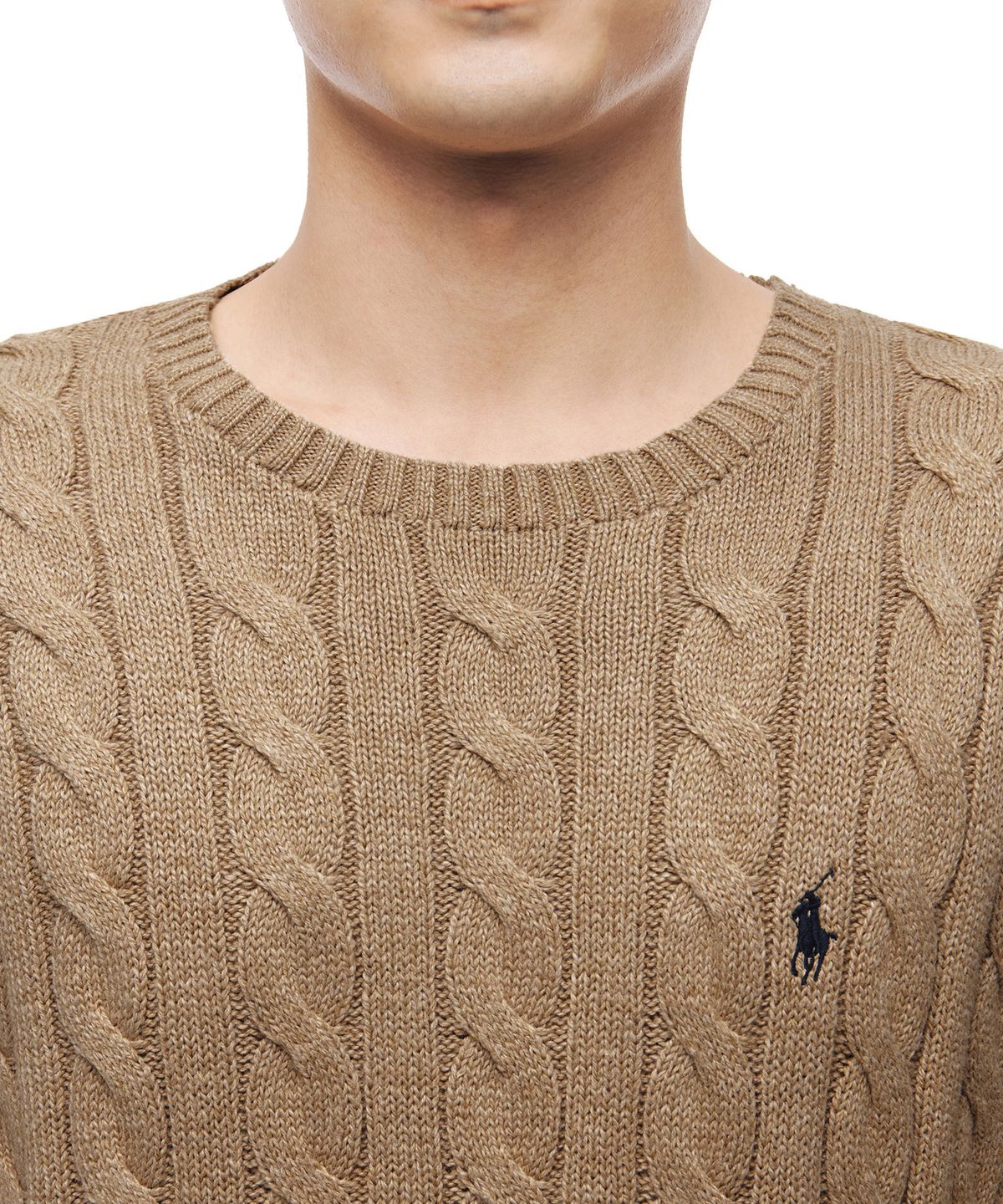 폴로 랄프 로렌(POLO RALPH LAUREN) 케이블니트 코튼 스웨터 - 브라운