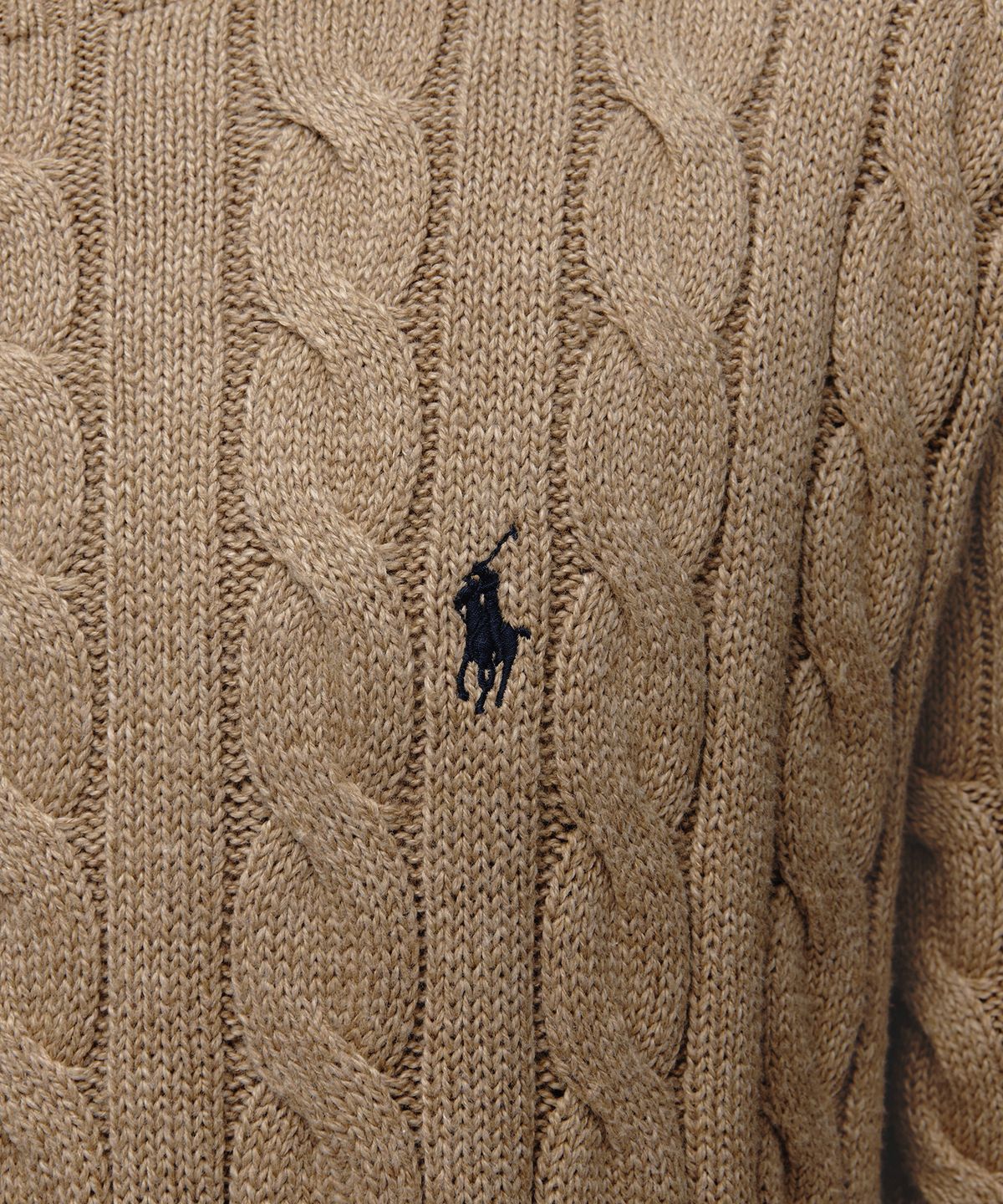 폴로 랄프 로렌(POLO RALPH LAUREN) 케이블니트 코튼 스웨터 - 브라운
