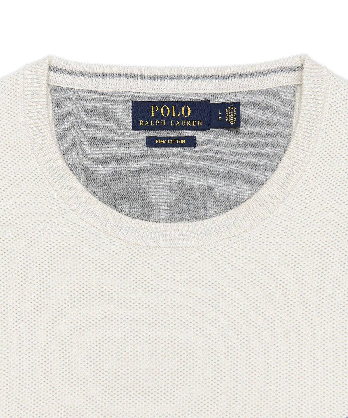폴로 랄프 로렌(POLO RALPH LAUREN) 메시 니트 코튼 크루넥 스웨터 - 아이보리