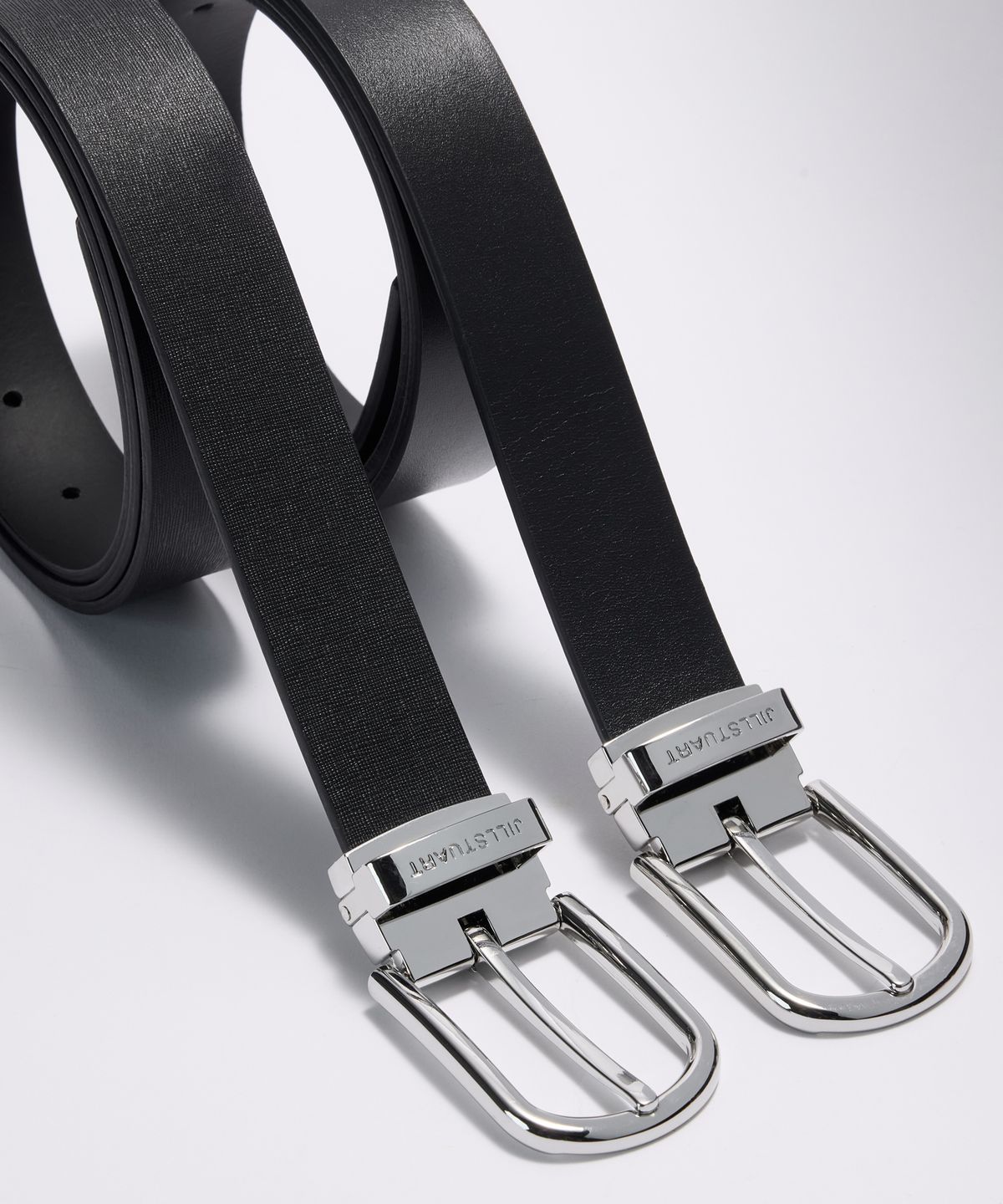 질스튜어트 맨 액세서리(JILLSTUART MEN ACC) [이지커팅] 블랙 실버 버클 남자 가죽 벨트