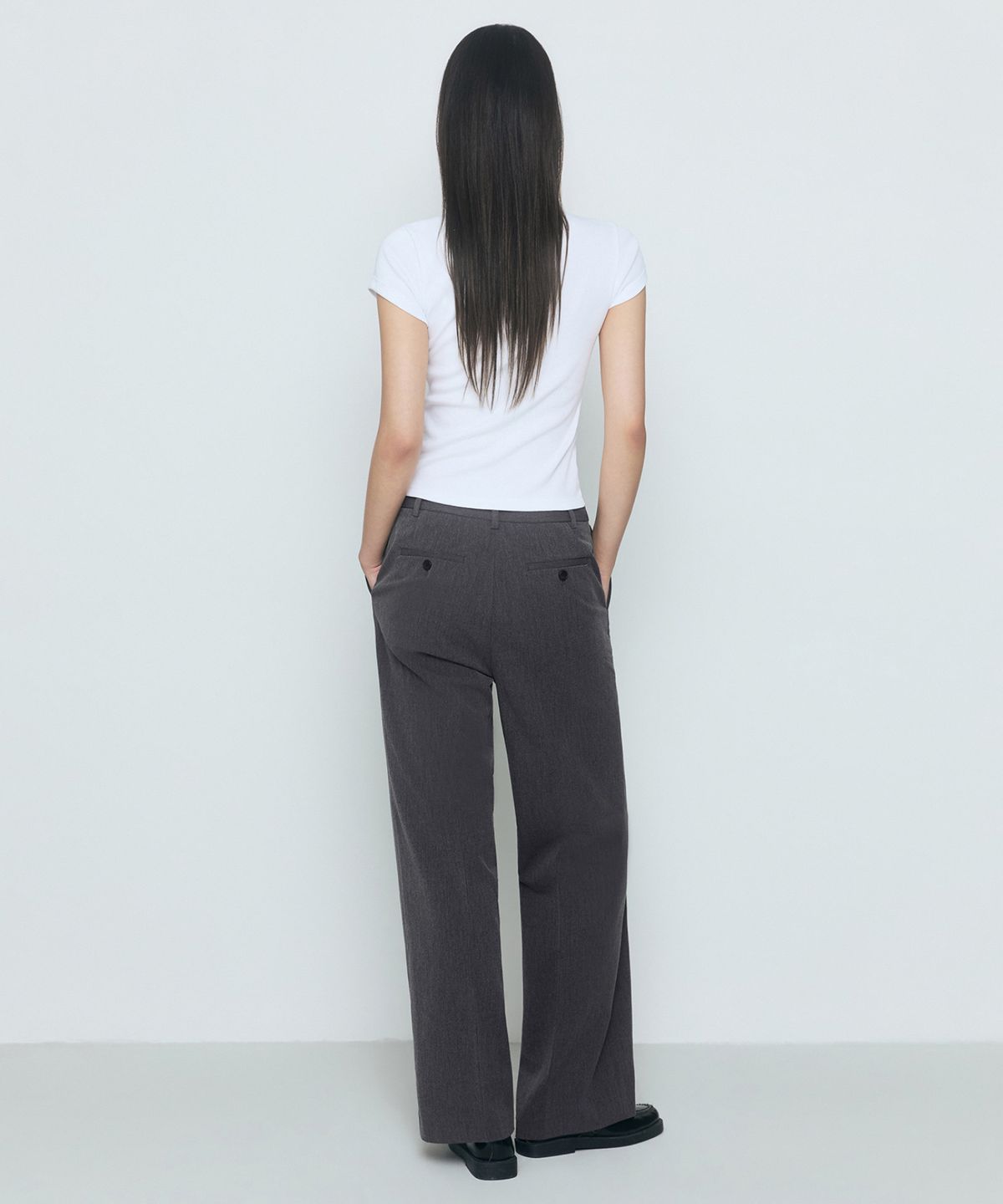 무신사 스탠다드 우먼(MUSINSA STANDARD WOMAN) 우먼즈 와이드 히든 밴딩 슬랙스 [미디엄 그레이]