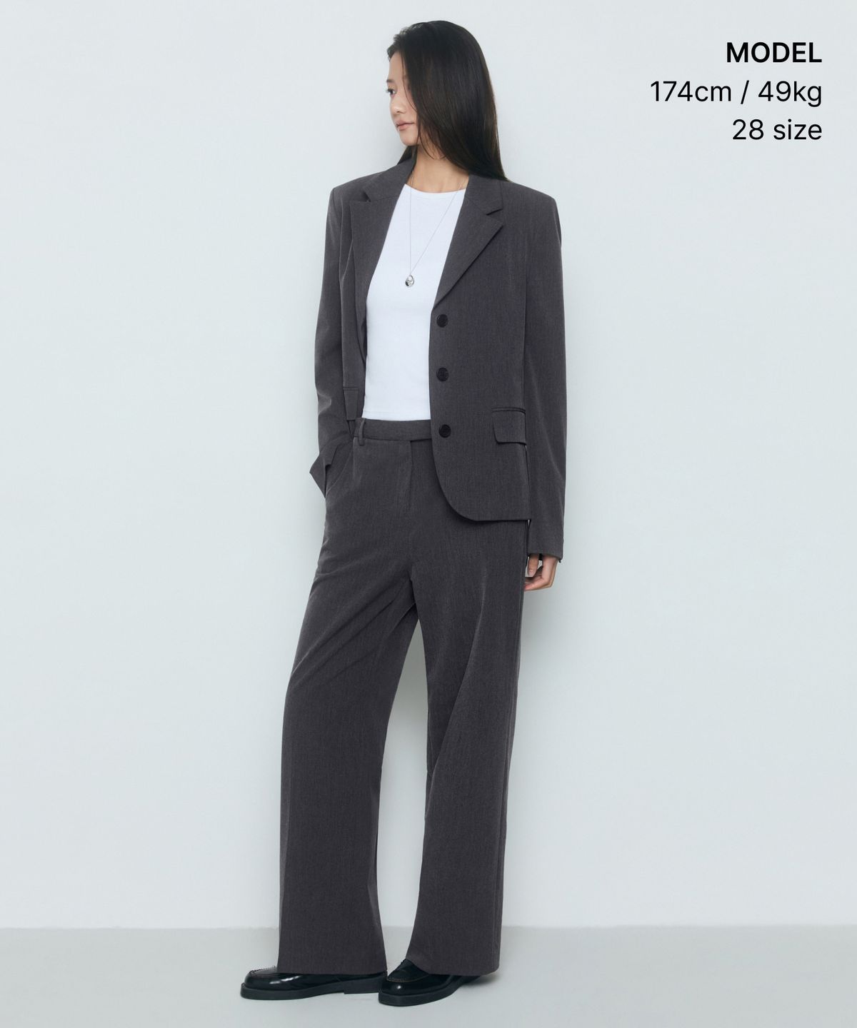 무신사 스탠다드 우먼(MUSINSA STANDARD WOMAN) 우먼즈 와이드 히든 밴딩 슬랙스 [미디엄 그레이]