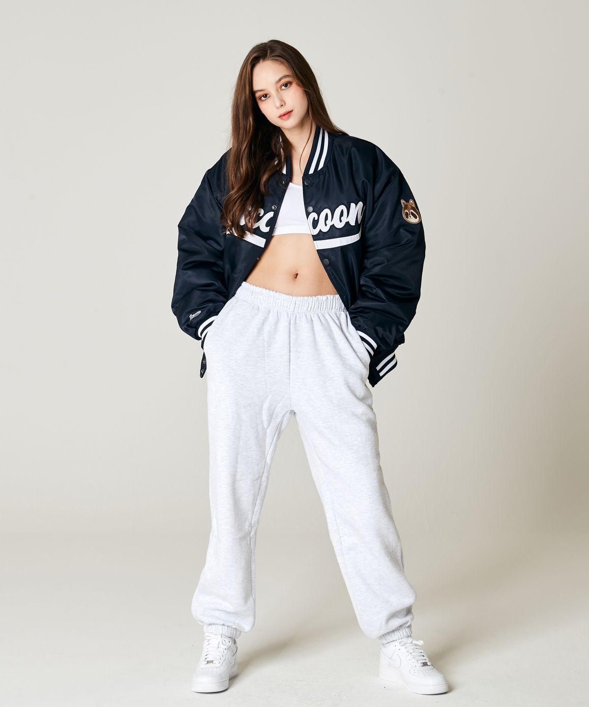테이크이지(TAKEASY) 라쿠 베이스볼 오버자켓(네이비)