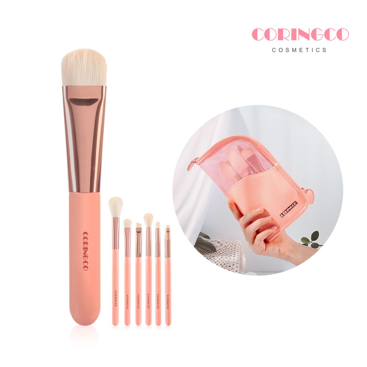 코링코(CORINGCO) 로즈북 수채화 메이크업 브러쉬 세트 9pcs