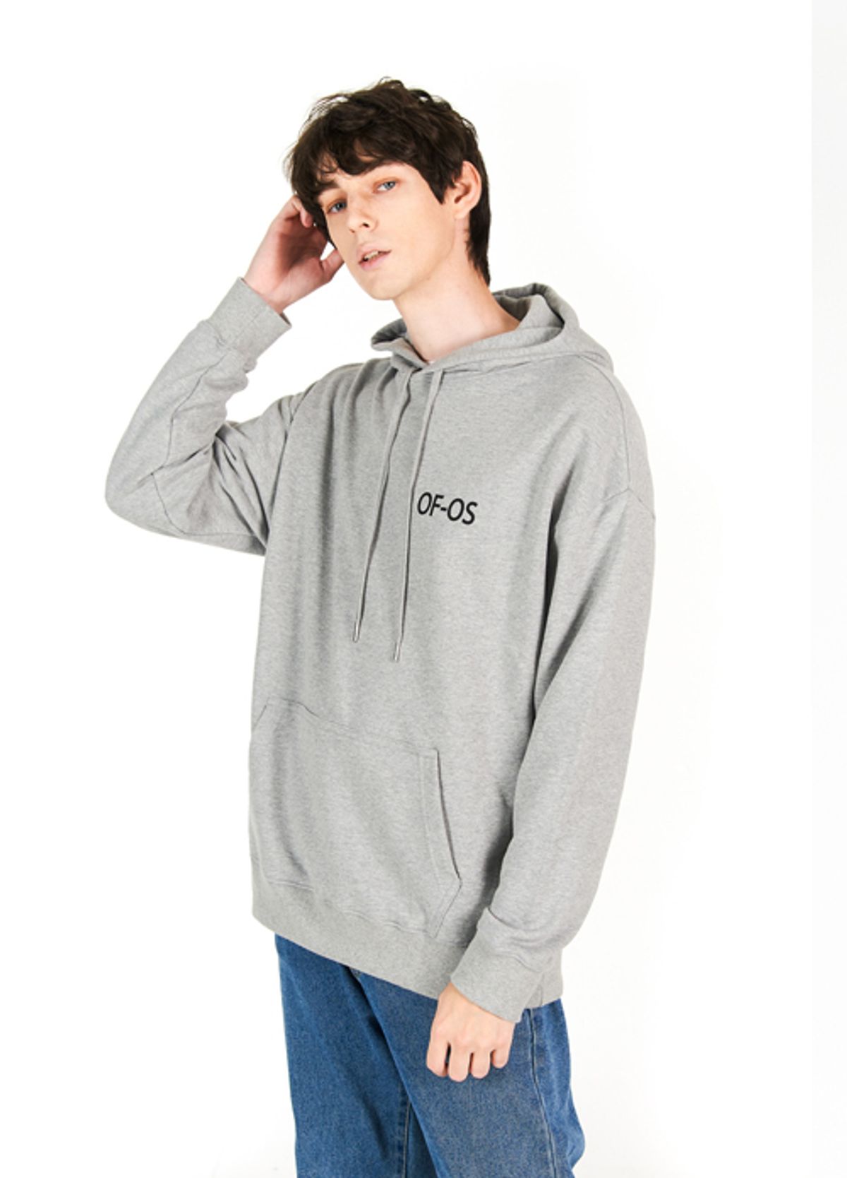 오프오스(OFOS) (UNISEX) 빅로고 오프오스 루즈핏 후드티 그레이
