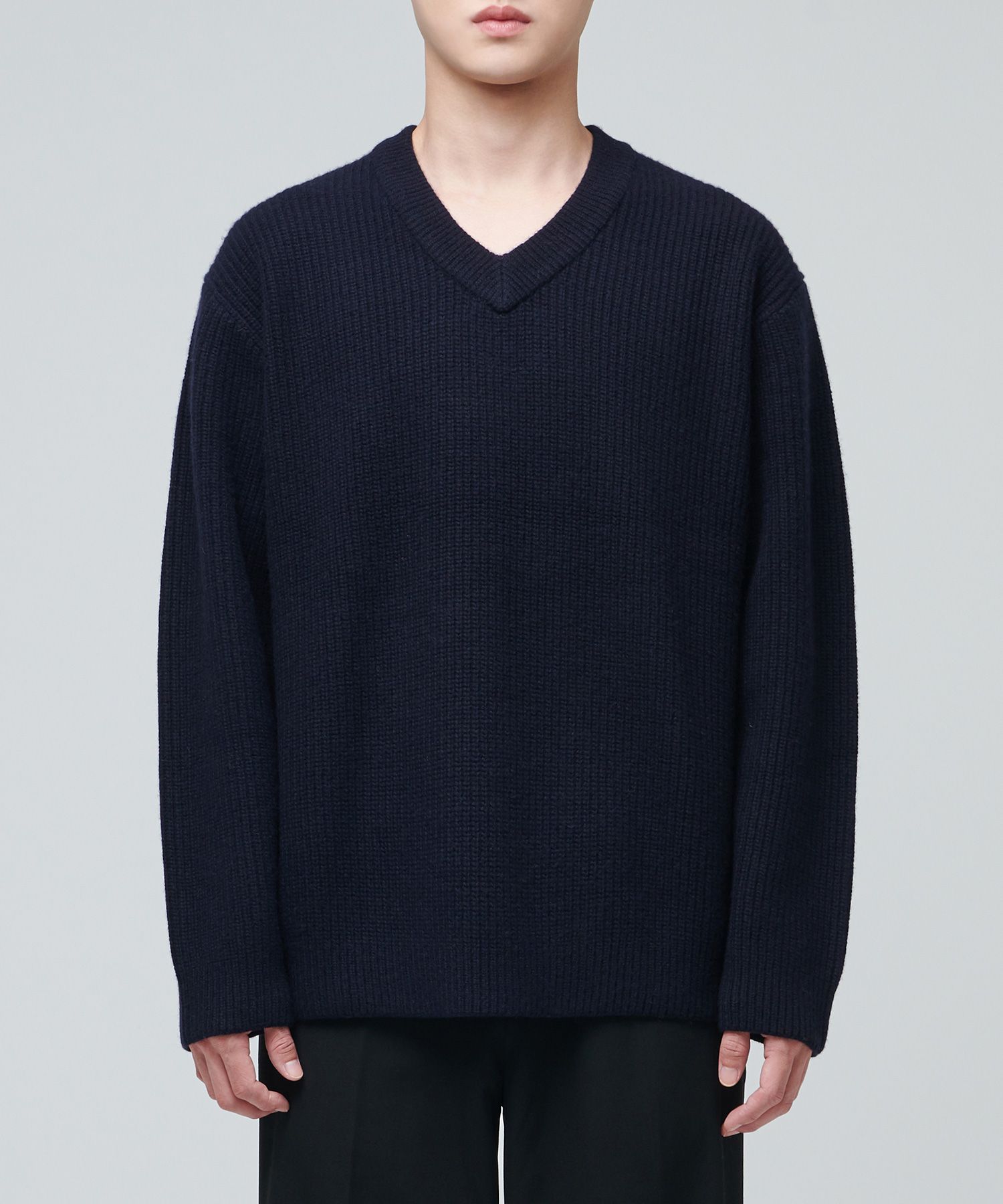 ニット・セーター *MUSINSA STANDARD* Lambswool ribbed V-neck knit navy MMJWP61 MUSINSA公式 | MUSINSA STANDARD LAMBSWOOL RIBBED V-NECK