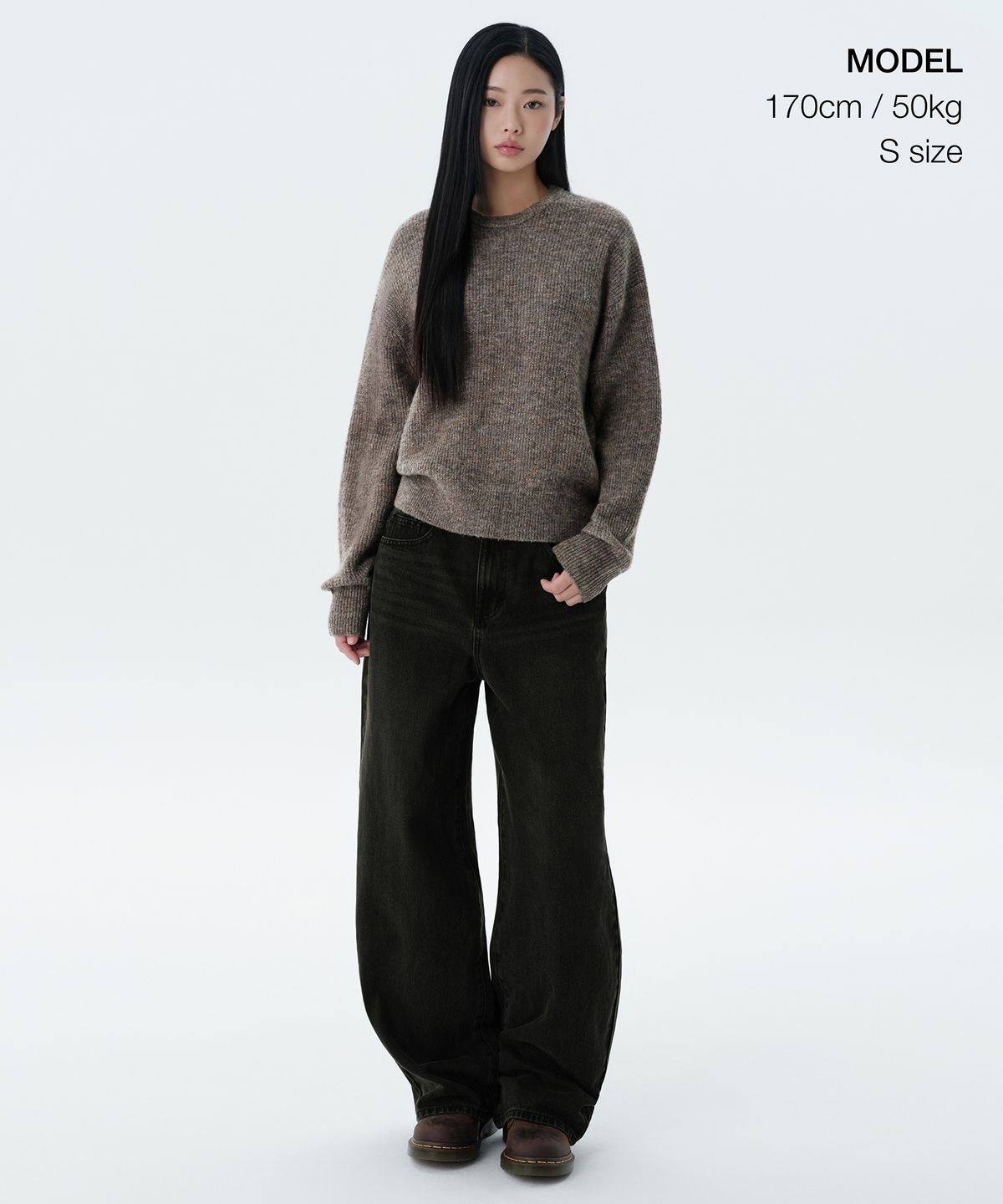 무신사 스탠다드 우먼(MUSINSA STANDARD WOMAN) 우먼즈 멀티 멜란지 크루 넥 니트 [모카 브라운]