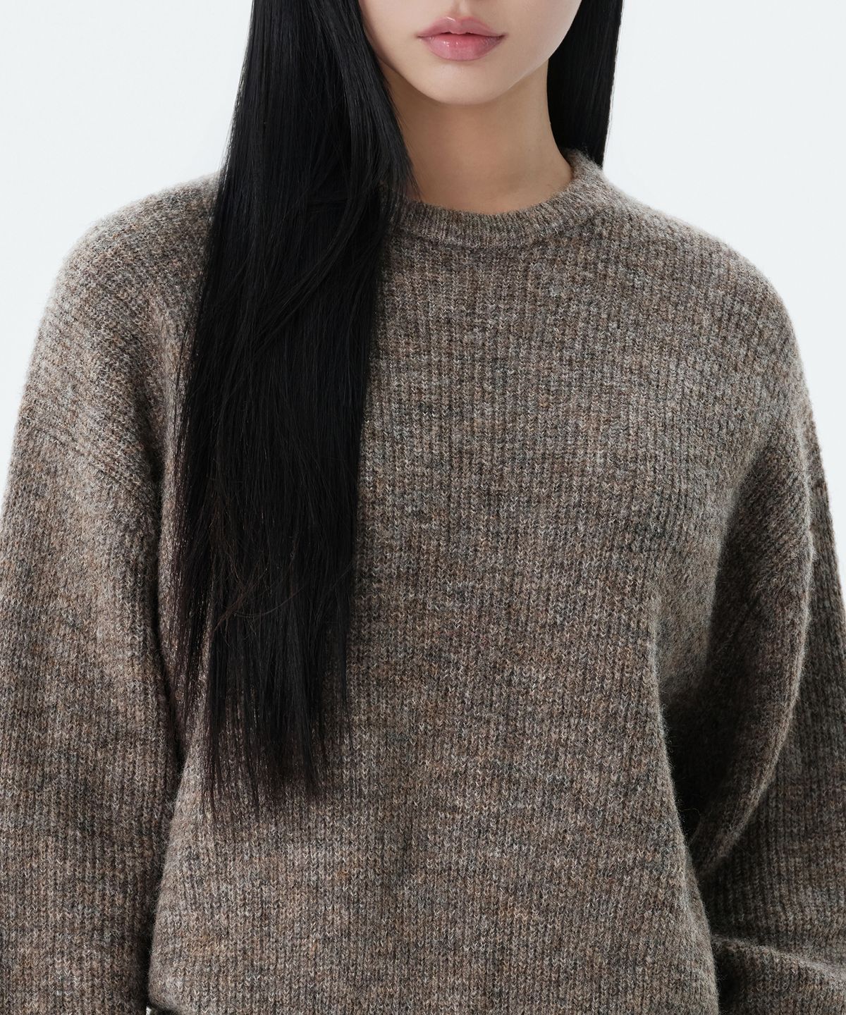 무신사 스탠다드 우먼(MUSINSA STANDARD WOMAN) 우먼즈 멀티 멜란지 크루 넥 니트 [모카 브라운]