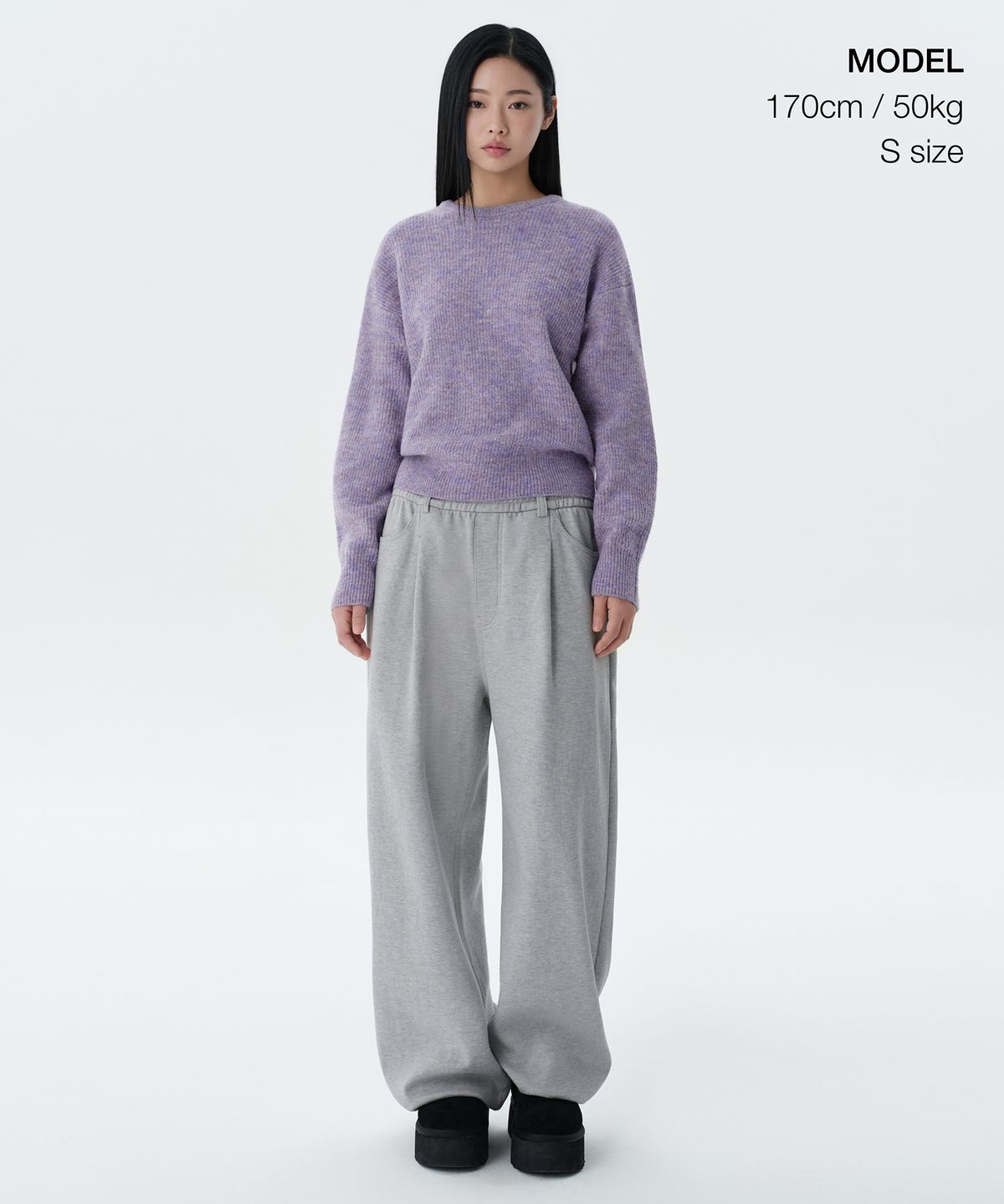 무신사 스탠다드 우먼(MUSINSA STANDARD WOMAN) 우먼즈 멀티 멜란지 크루 넥 니트 [헤더 바이올렛]