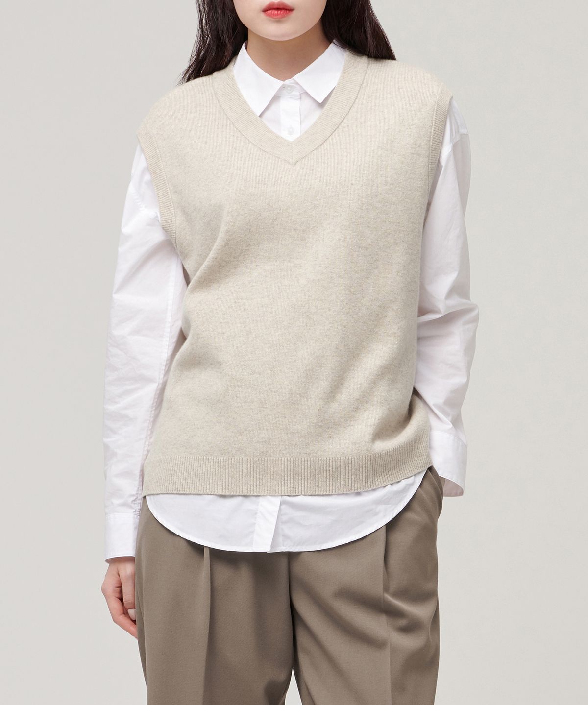 무신사 스탠다드 우먼(MUSINSA STANDARD WOMAN) 우먼즈 램스울 니트 베스트 [오트밀]