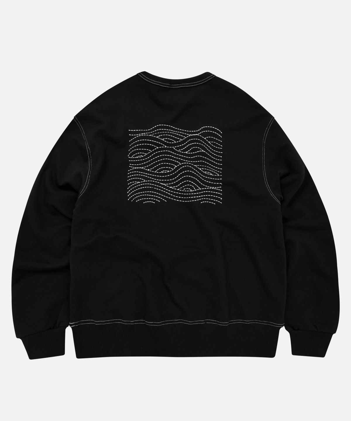 프리즘웍스(FRIZMWORKS) WAVE NEEDLEWORK SWEATSHIRT _ BLACK