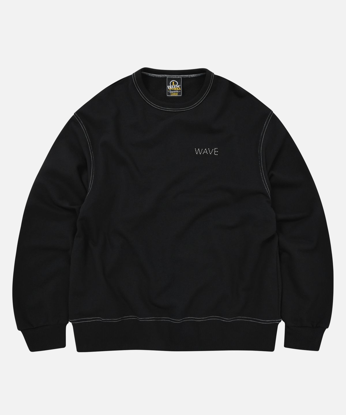 프리즘웍스(FRIZMWORKS) WAVE NEEDLEWORK SWEATSHIRT _ BLACK
