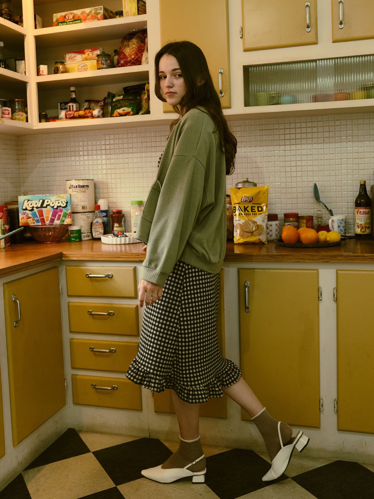 아방(AVANT-G) Overfit Basic Knit Cardigan - Khaki