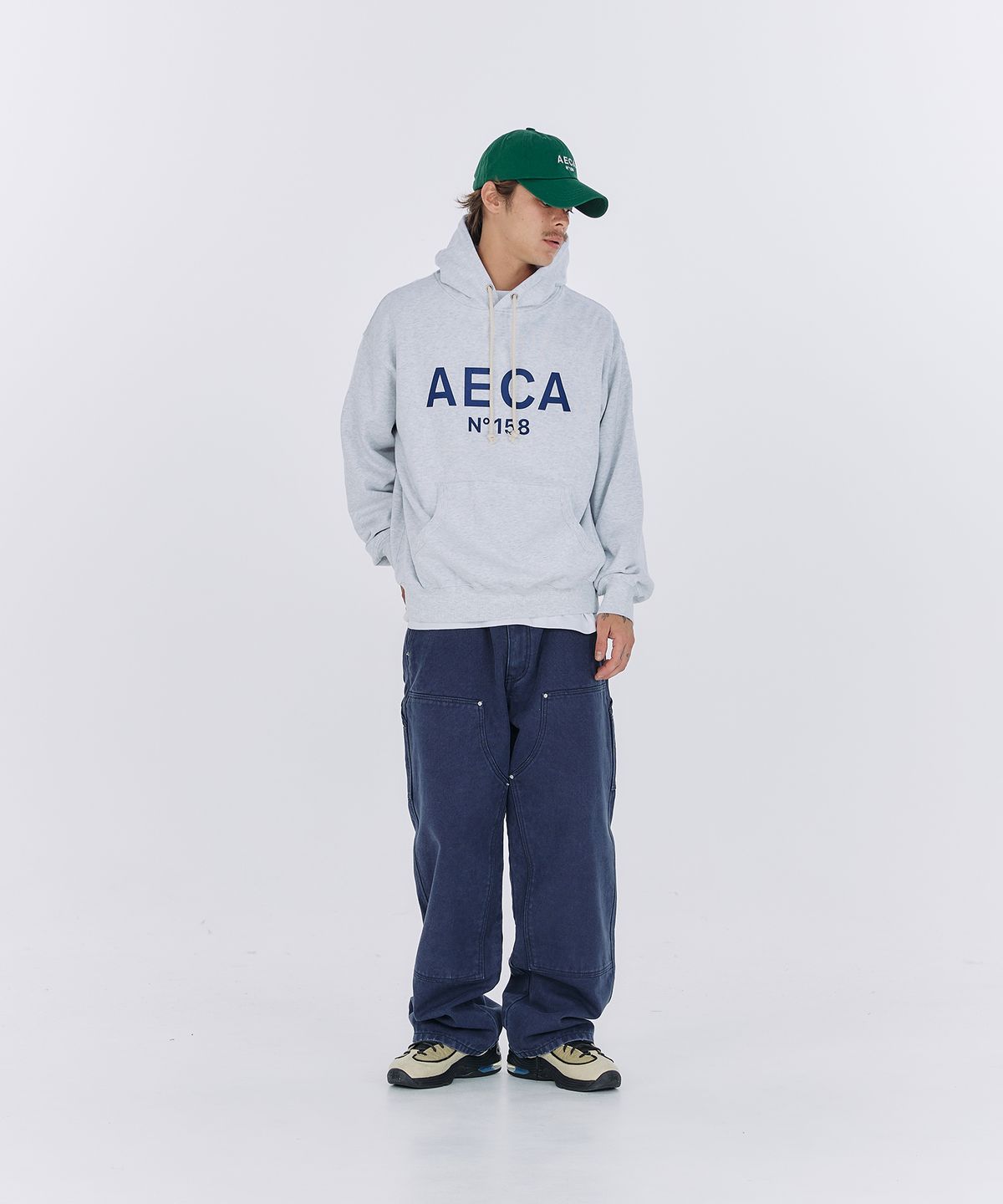 에이카화이트(AECA) BIG LOGO PULLOVER HOODIE-GREY/WHITE