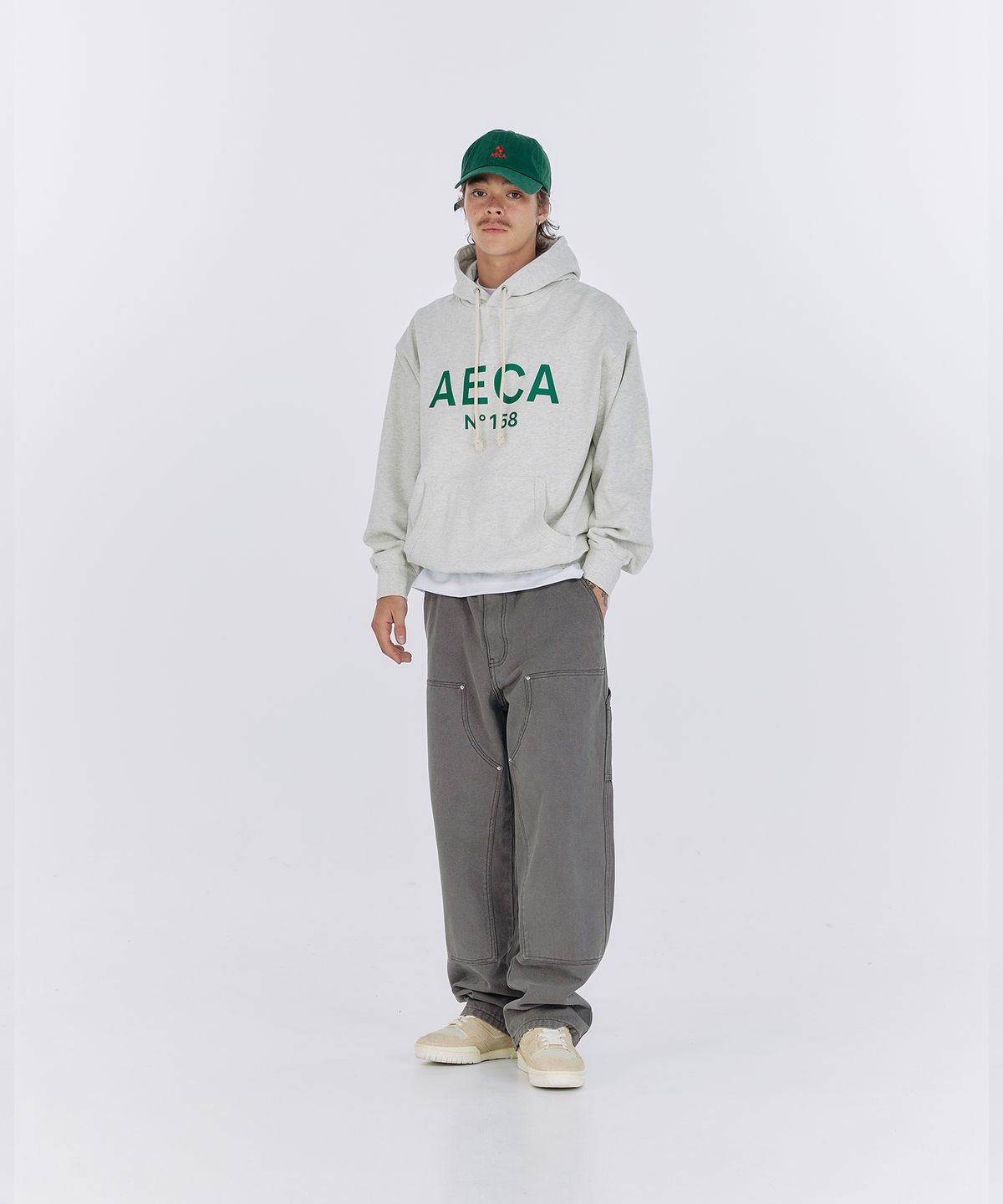 에이카화이트(AECA) BIG LOGO PULLOVER HOODIE-NAVY/WHITE