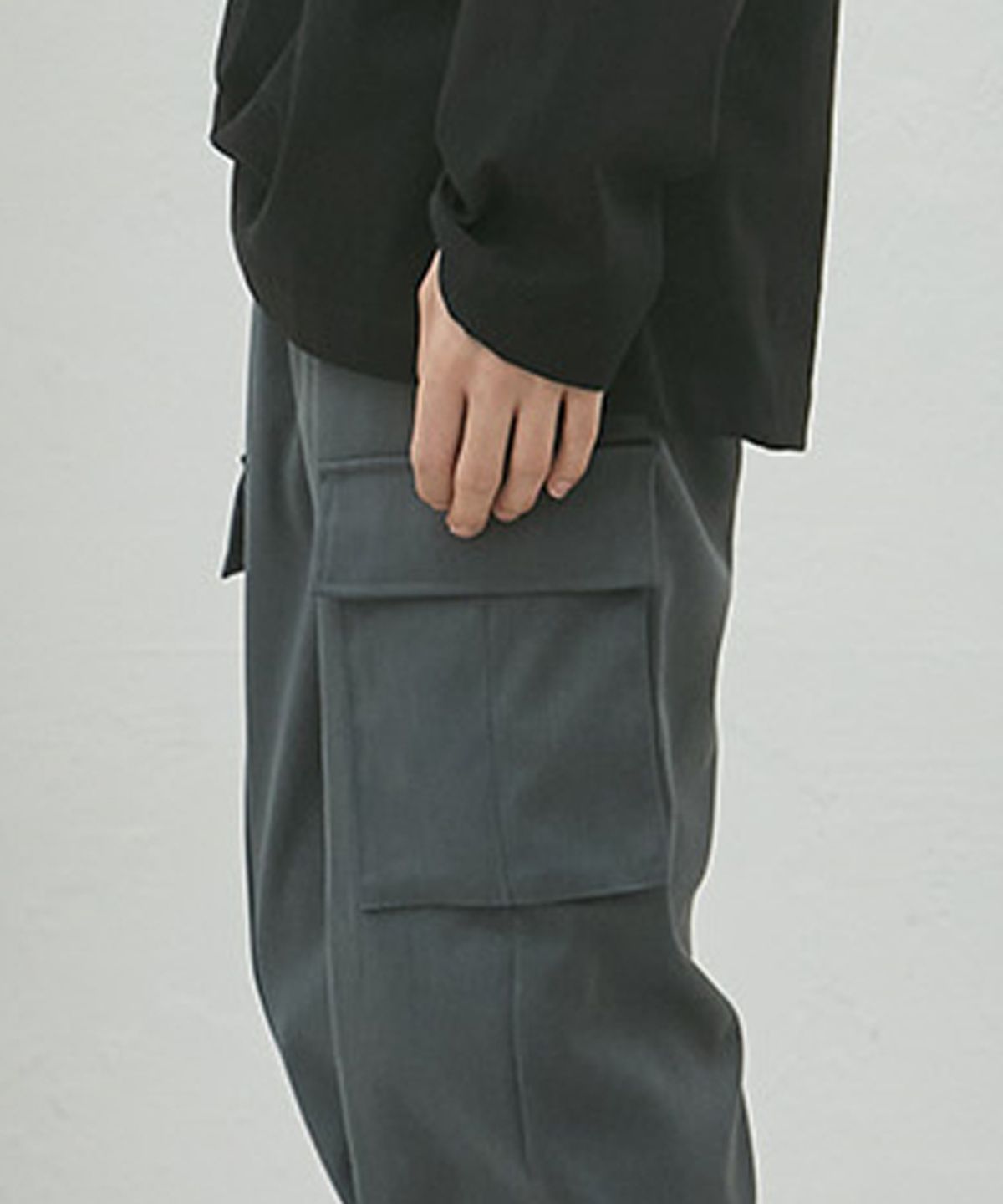 세븐셀라(SEVENSELAH) 미니멀 스탠다드 세미 와이드 카고 조거 슬랙스 Vintage Grey