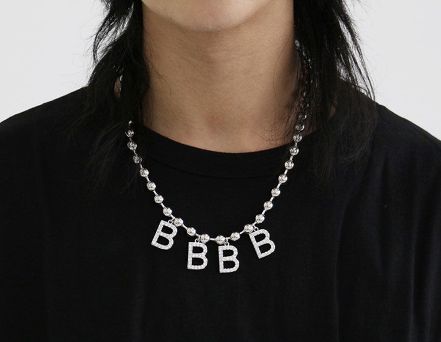 【BLACKPURPLE】4p ball-chain BBBB necklace MUSINSA公式 | BLACK PURPLE 4p big ball chain BBBB necklace
