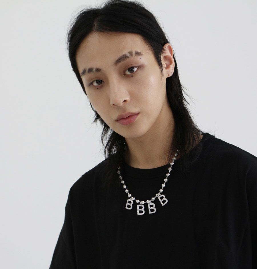 MUSINSA | BLACK PURPLE 4p big ball chain BBBB necklace
