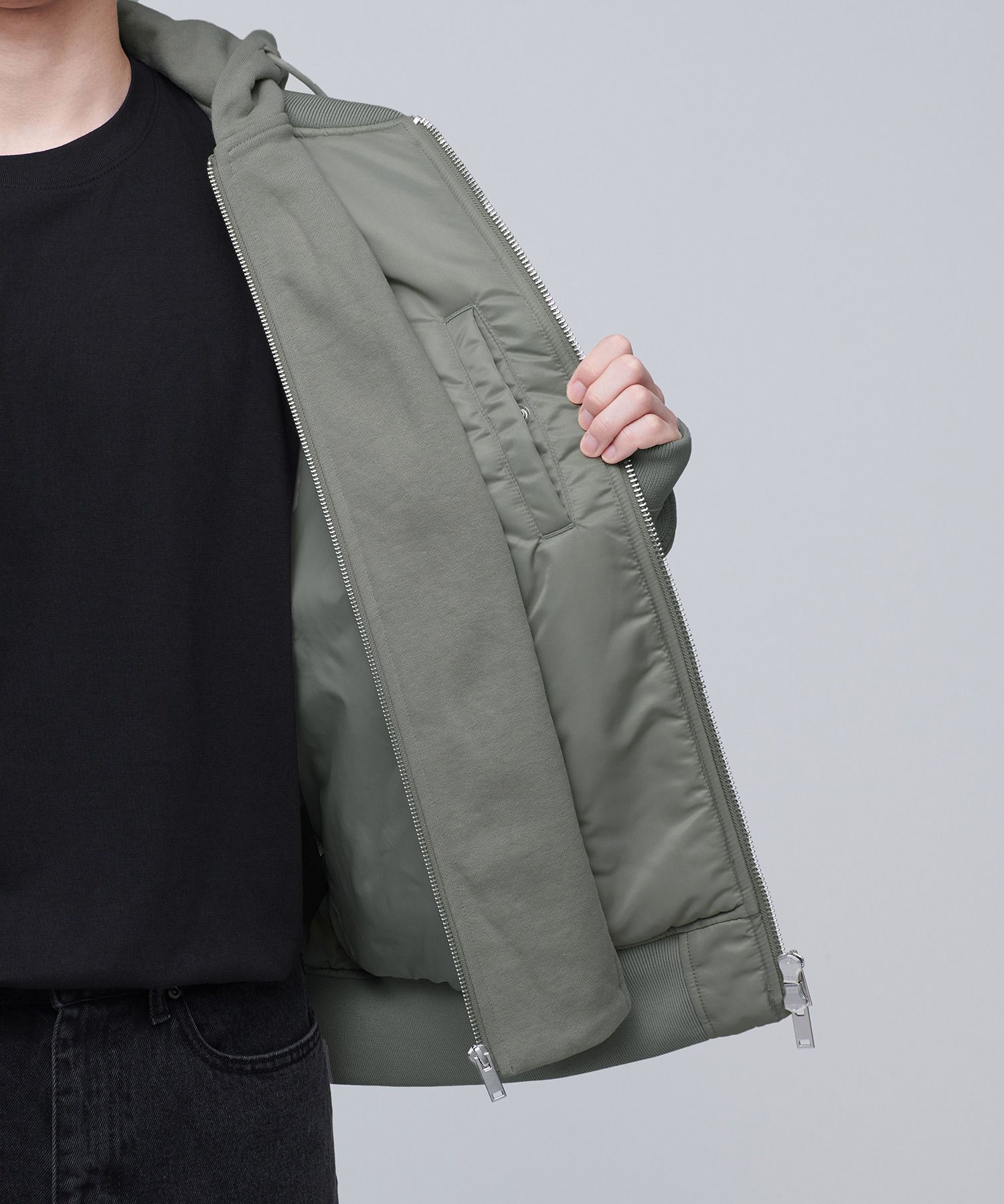ブルゾン MUSINSA STANDARD Oversized collarless MA1 bomber jacket blac MUSINSA | MUSINSA STANDARD OVERSIZED MA-1 BOMBER JACKET_BLACK