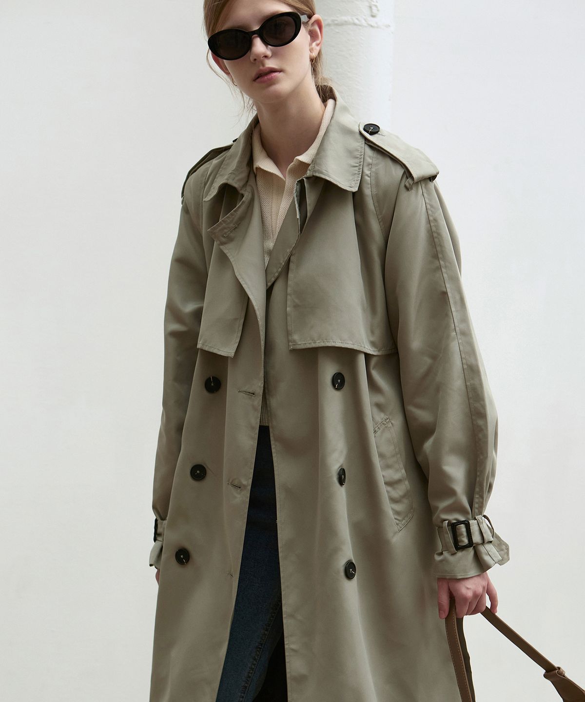 닉앤니콜(NICK&NICOLE) OVERSIZED DOUBLE TRENCH COAT_KHAKI