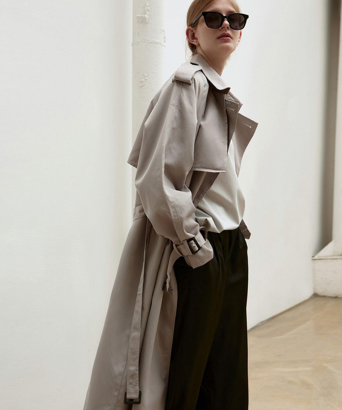 닉앤니콜(NICK&NICOLE) OVERSIZED DOUBLE TRENCH COAT_GRAY