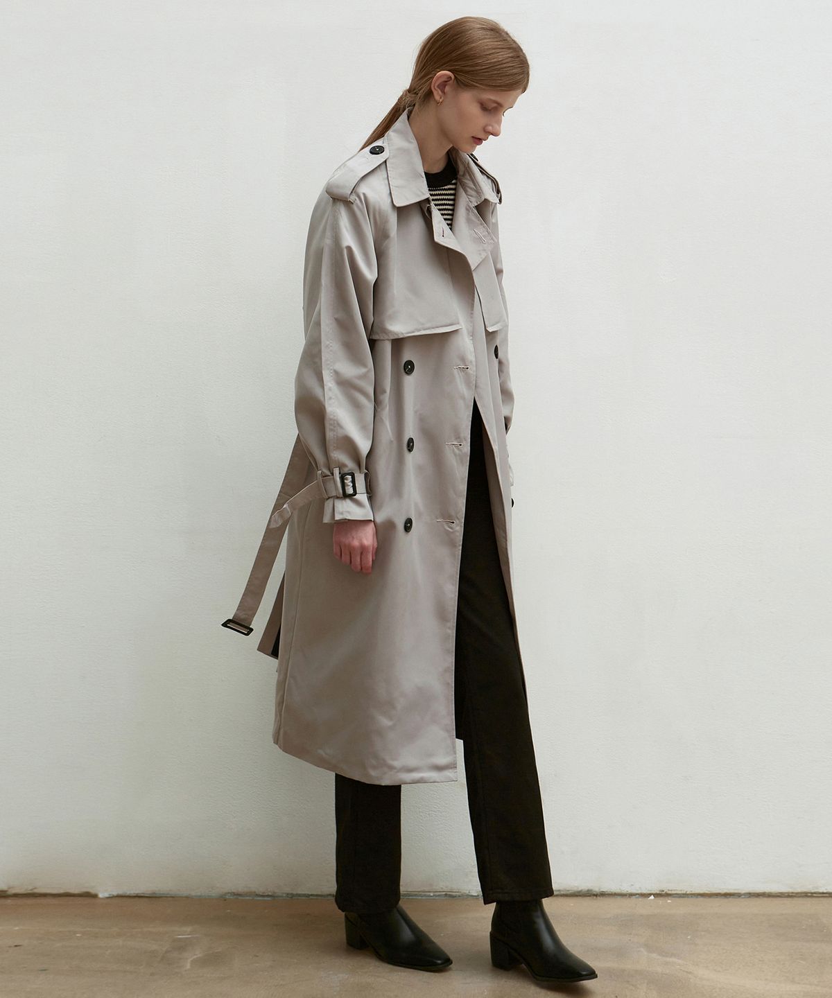 닉앤니콜(NICK&NICOLE) OVERSIZED DOUBLE TRENCH COAT_GRAY