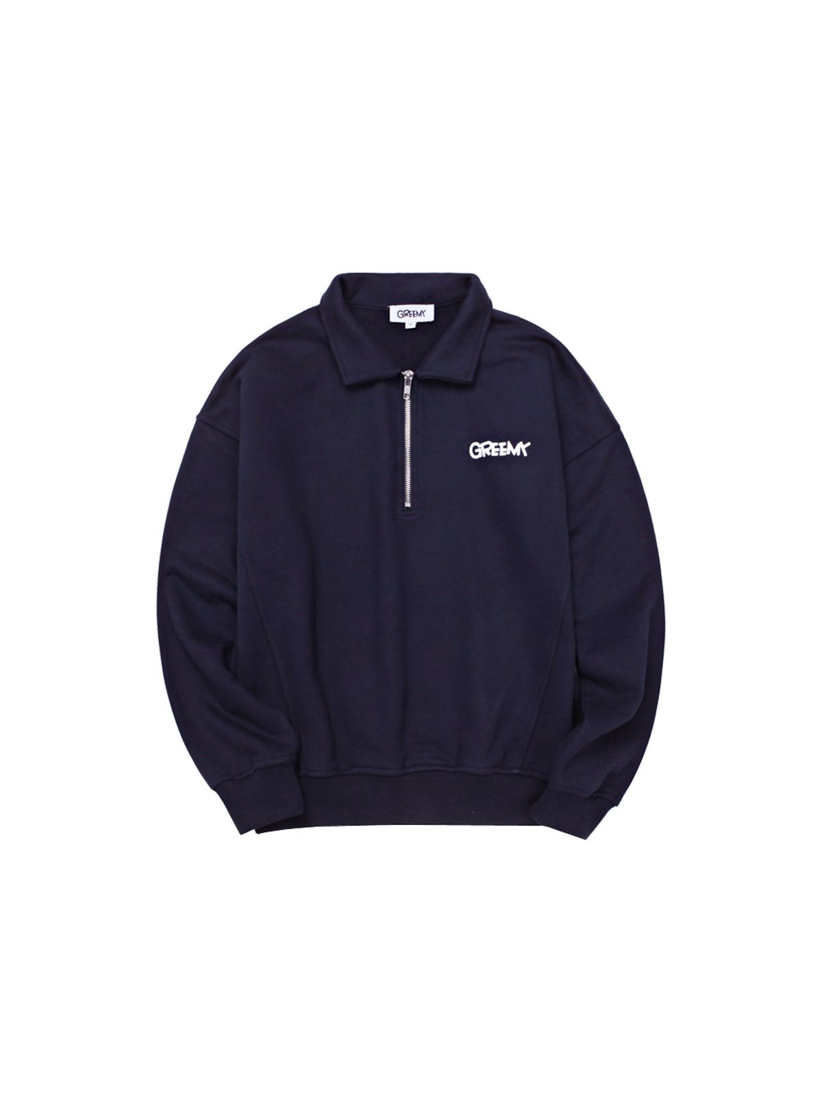 그리미(GREEMY) SIGNATURE LOGO HALF ZIP-PU(NAVY)