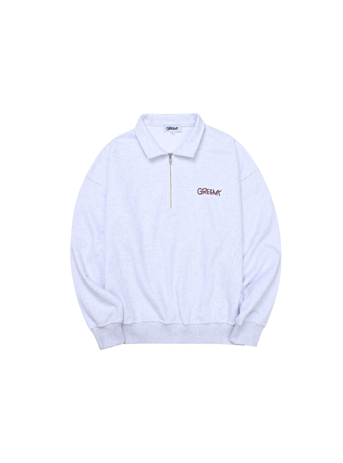 그리미(GREEMY) SIGNATURE LOGO HALF ZIP-PU (MELANGE GREY)
