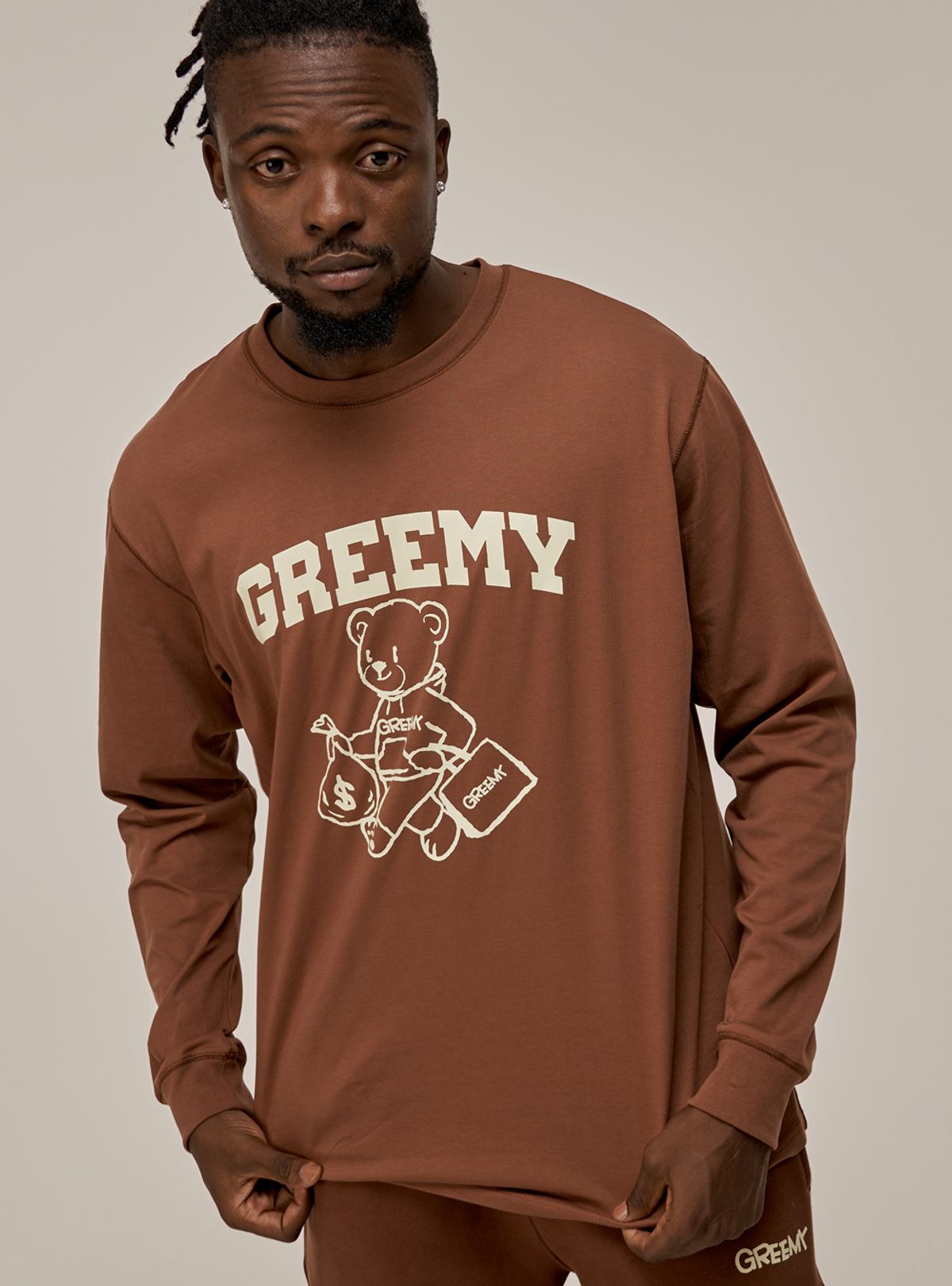 그리미(GREEMY) BEAR LONG SLEEVE T-SHIRTS(BROWN)