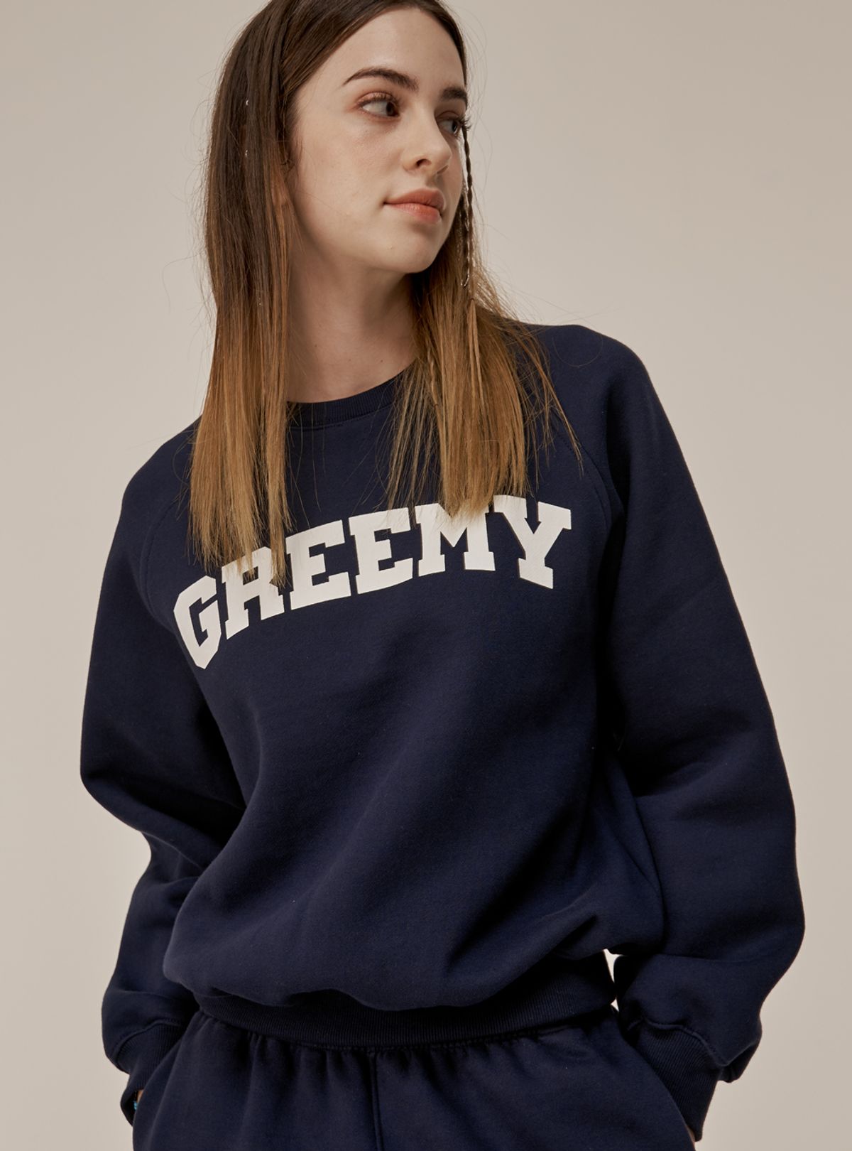 그리미(GREEMY) OLD SCHOOL LOGO SWEATSHIRTS(NAVY)