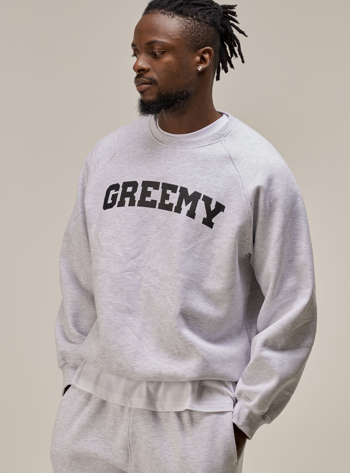 그리미(GREEMY) OLD SCHOOL LOGO SWEATSHIRTS(MELANGE GREY)