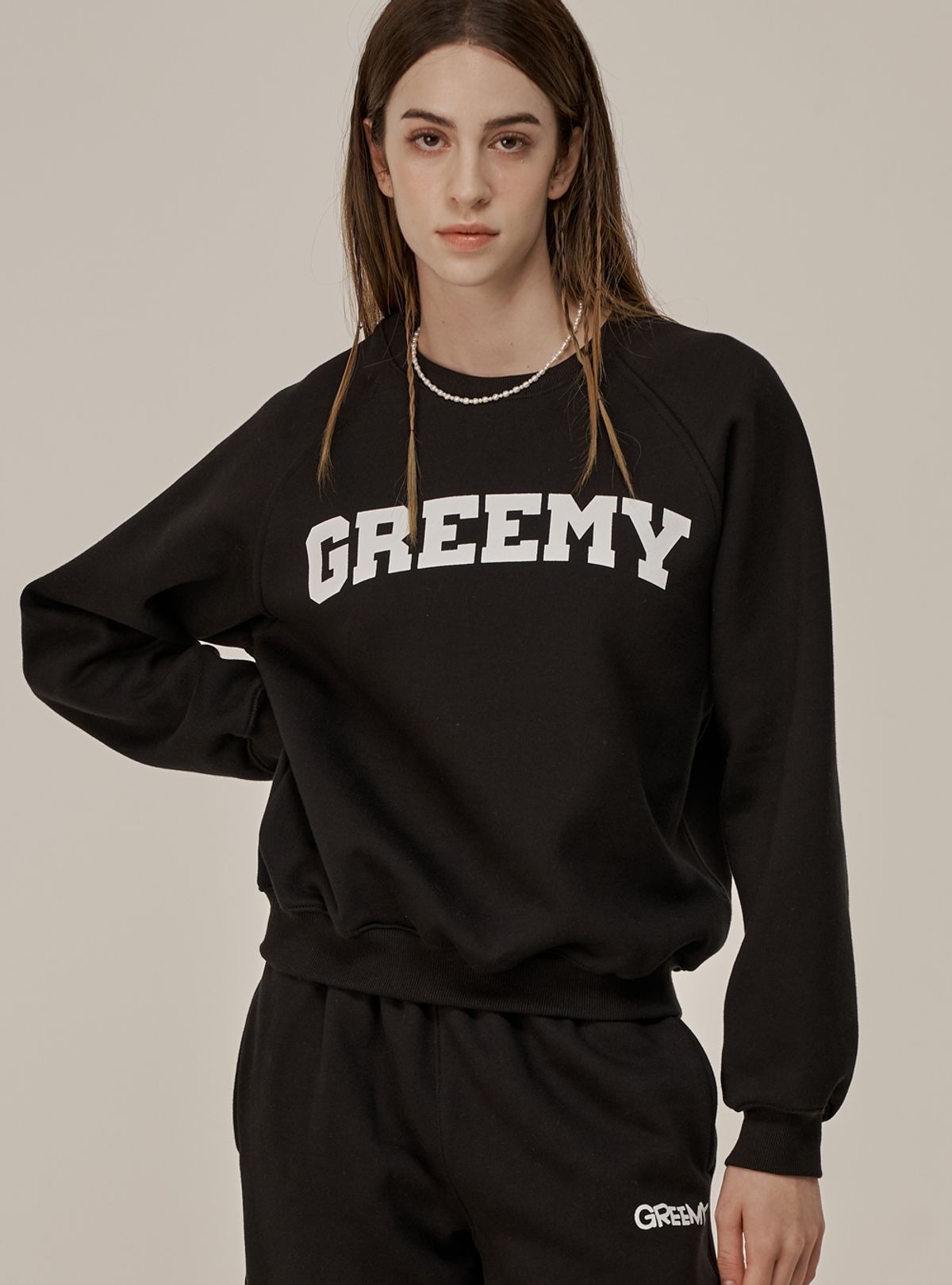 그리미(GREEMY) OLD SCHOOL LOGO SWEATSHIRTS(BLACK)
