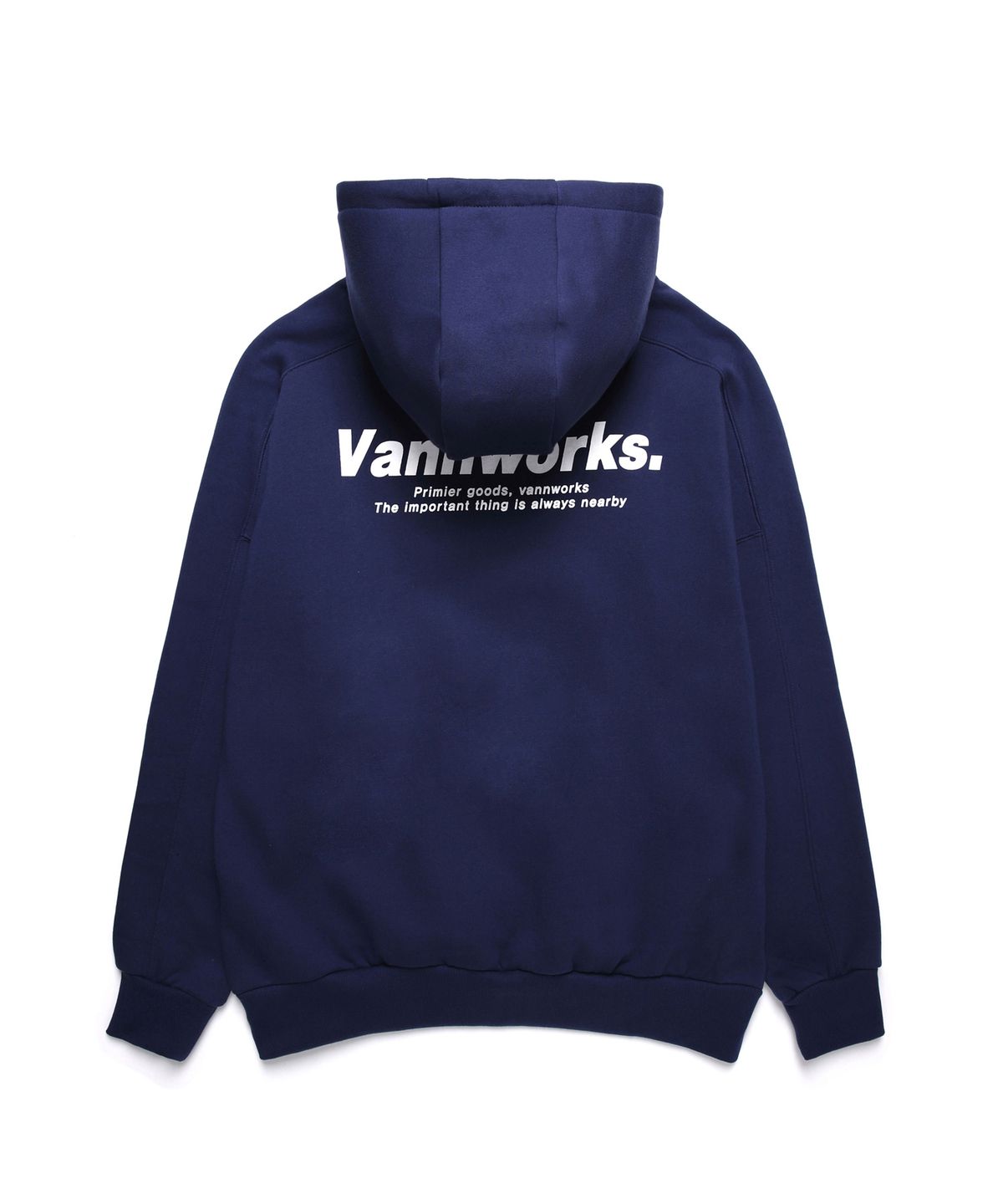 밴웍스(VANNWORKS) 유니섹스 프리미엄 오버핏 베이직로고  후드 (VNAITS436) 딥블루
