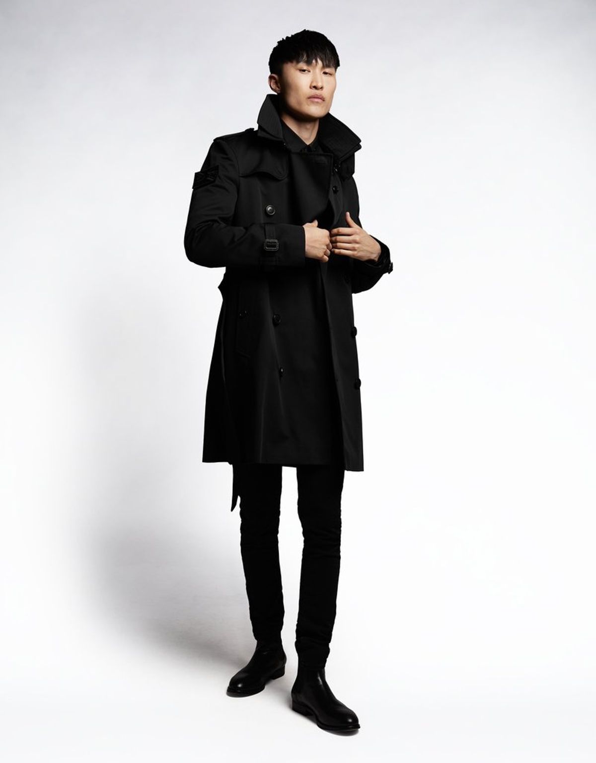 트렌치런던(TRENCH LONDON) 킹 클래식 트렌치 코트 (BLACK/BLACK/BLACK)