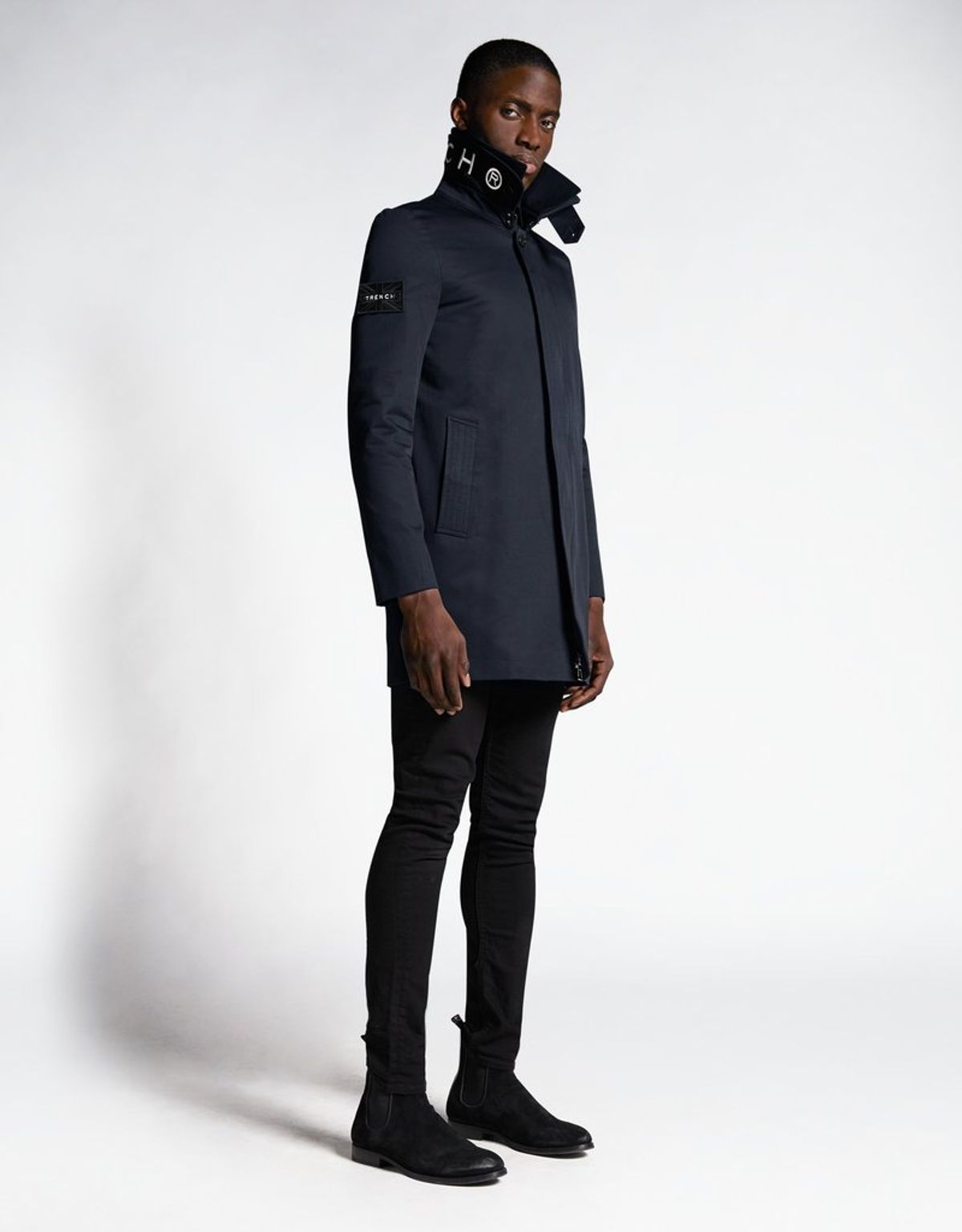 트렌치런던(TRENCH LONDON) 나이트 트렌치 코트 (NAVY/BLACK/WHITE)