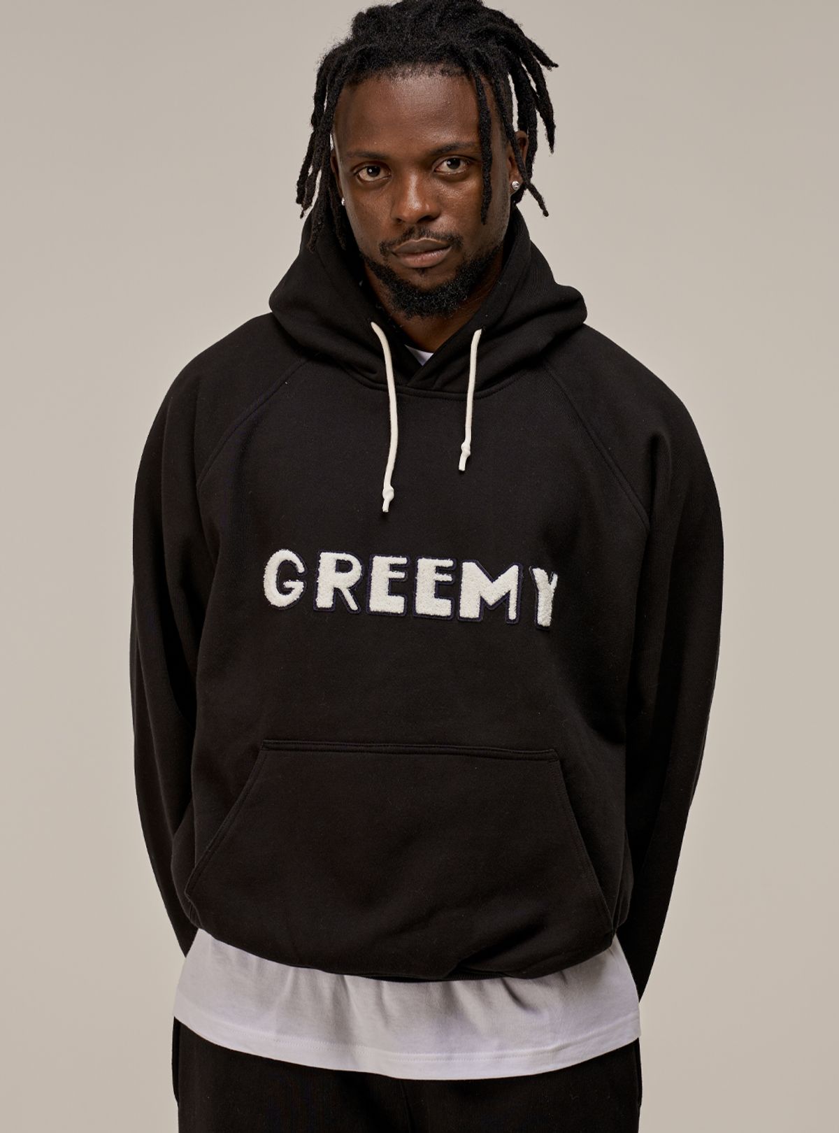 그리미(GREEMY) BOOKLE LOGO HOODIE(BLACK)