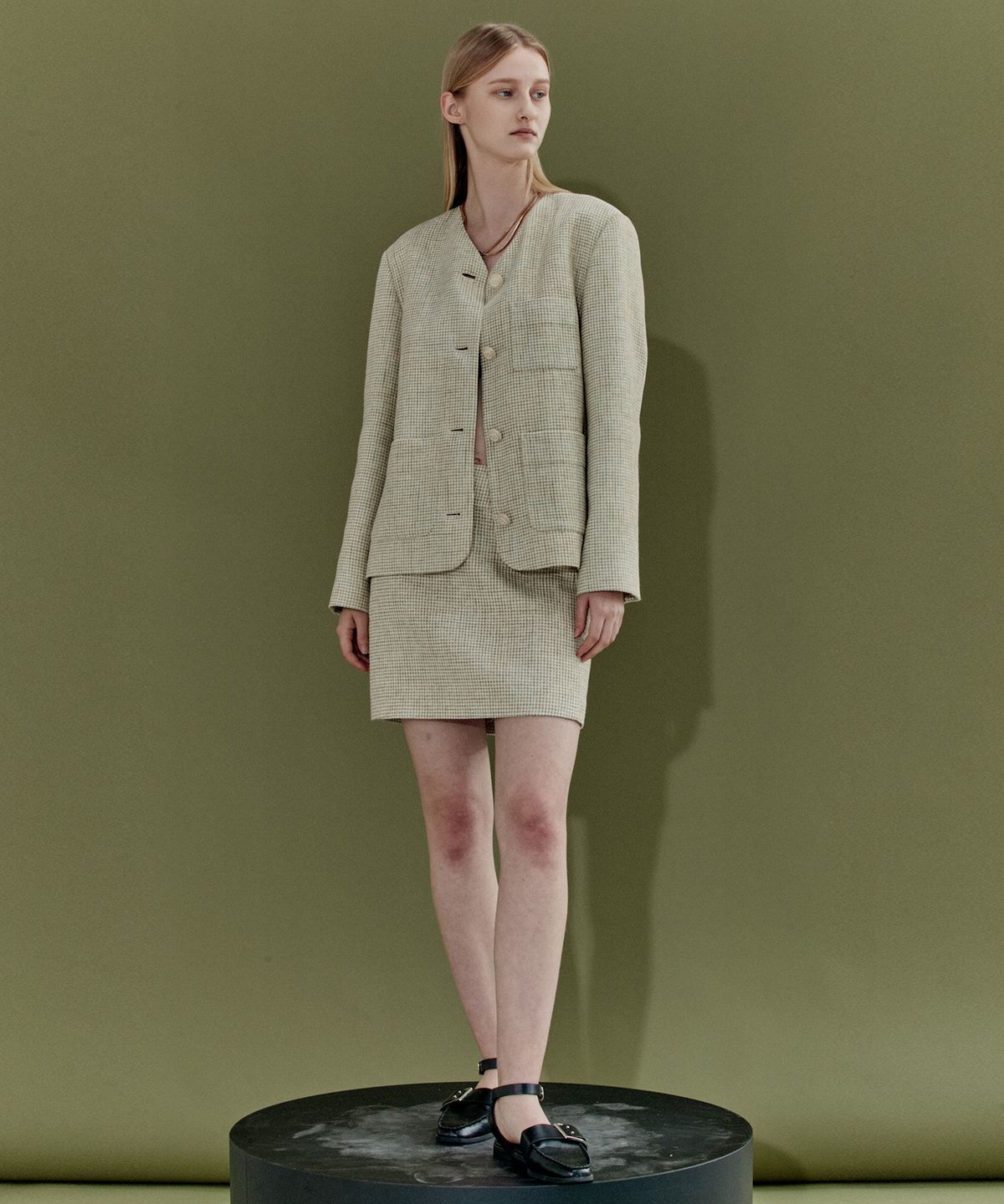 엔오르 스튜디오(ENOR STUDIO) TWEED MINI SKIRT - IVORY