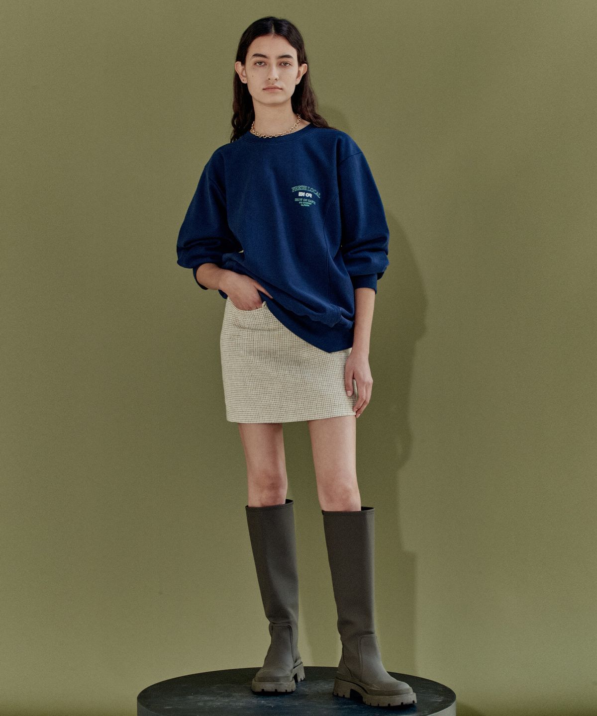 엔오르 스튜디오(ENOR STUDIO) TWEED MINI SKIRT - IVORY