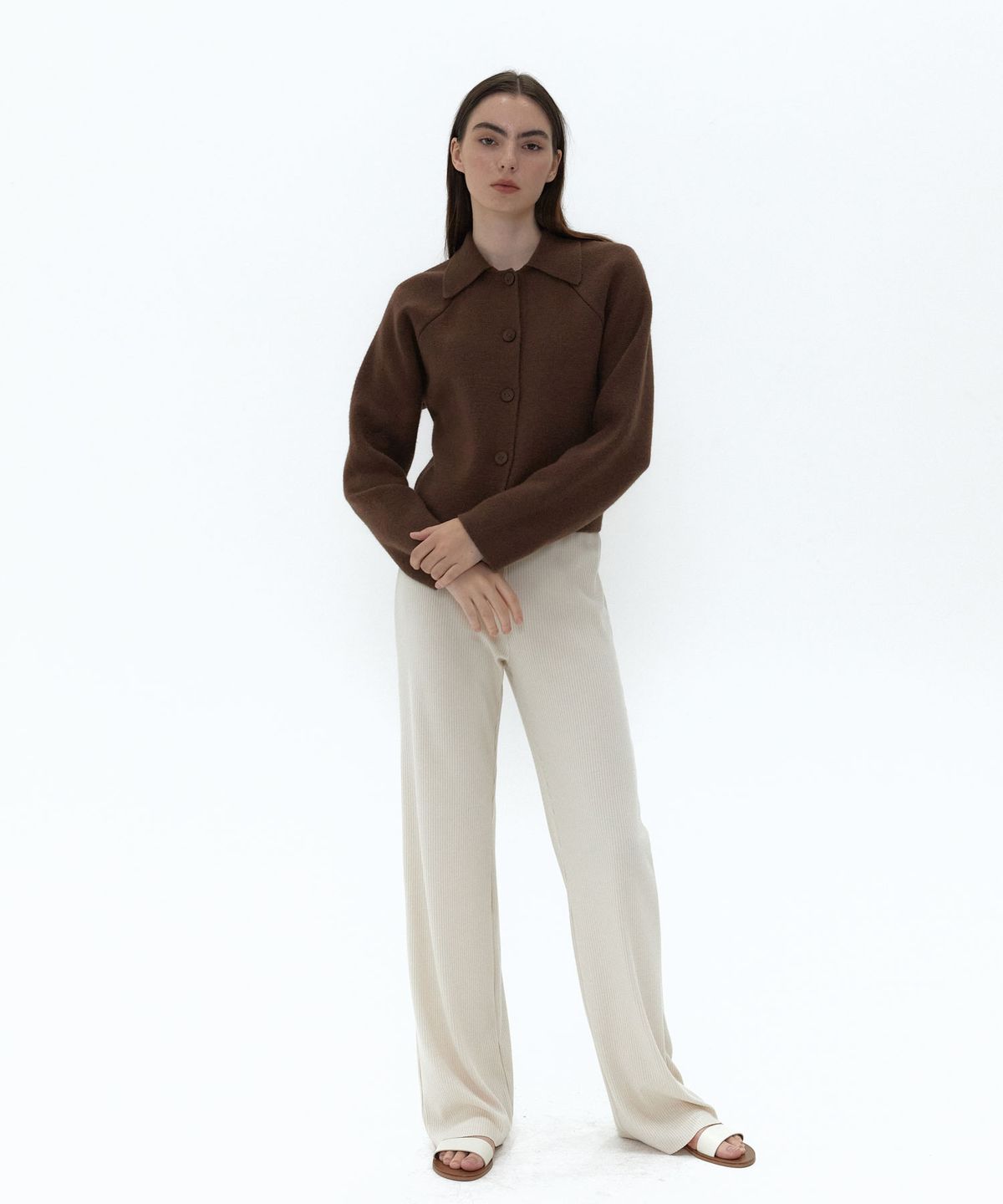 38컴온커먼(38COMEONCOMMON) 21AU RIB KNIT PANTS (CREAM BEIGE)