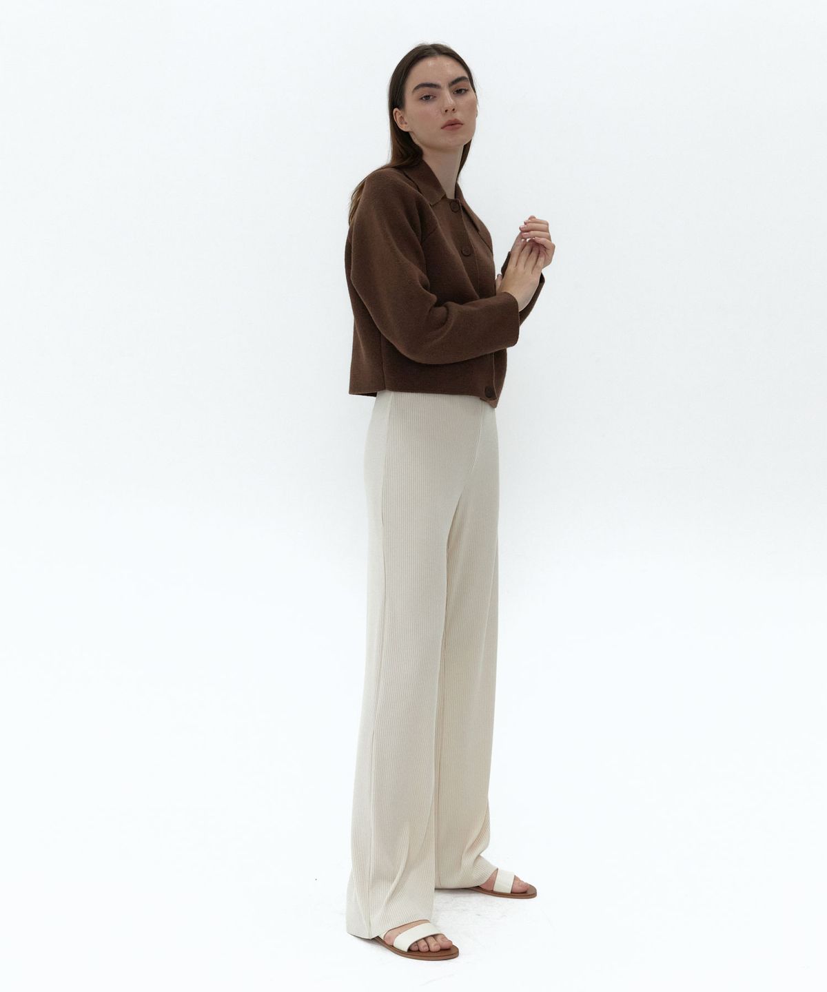 38컴온커먼(38COMEONCOMMON) 21AU RIB KNIT PANTS (CREAM BEIGE)