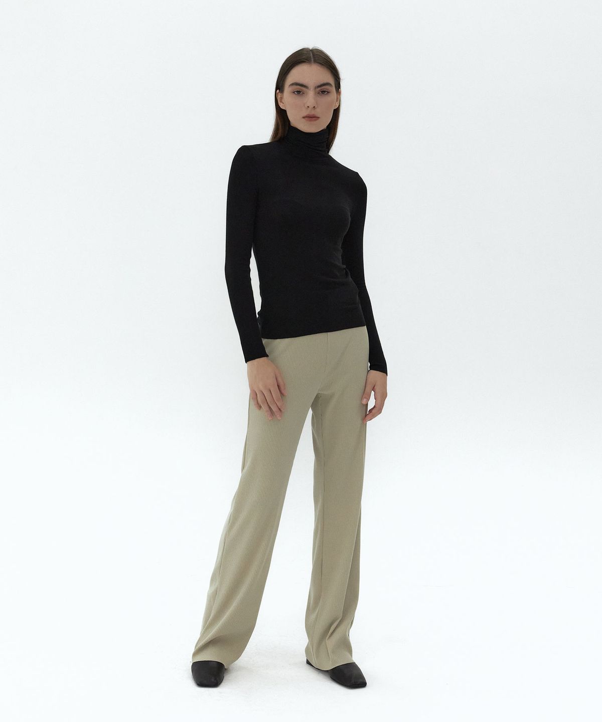 38컴온커먼(38COMEONCOMMON) 21AU SOFT SLIM TURTLENECK T-SHIRTS (BLACK)