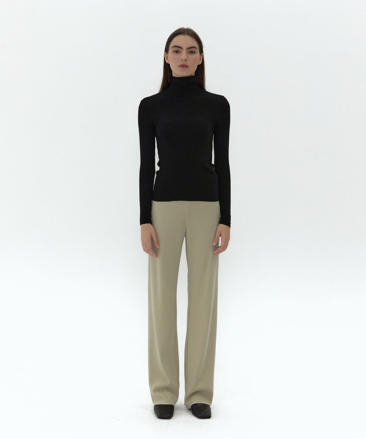 38컴온커먼(38COMEONCOMMON) 21AU SOFT SLIM TURTLENECK T-SHIRTS (BLACK)