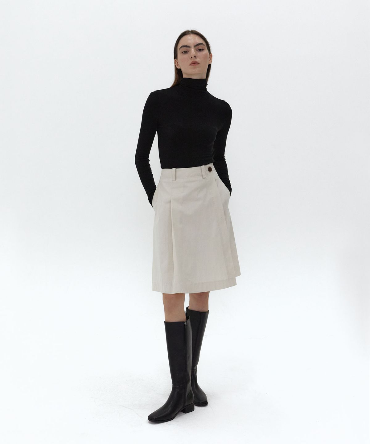 38컴온커먼(38COMEONCOMMON) 21AU SOFT SLIM TURTLENECK T-SHIRTS (BLACK)
