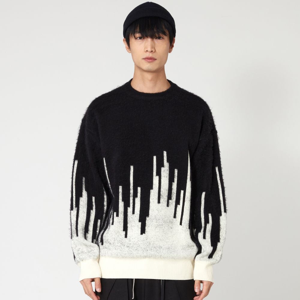 MUSINSA | D.GNAK12 Bold Matrix Code Sweater (Black) _ PB3KN0505