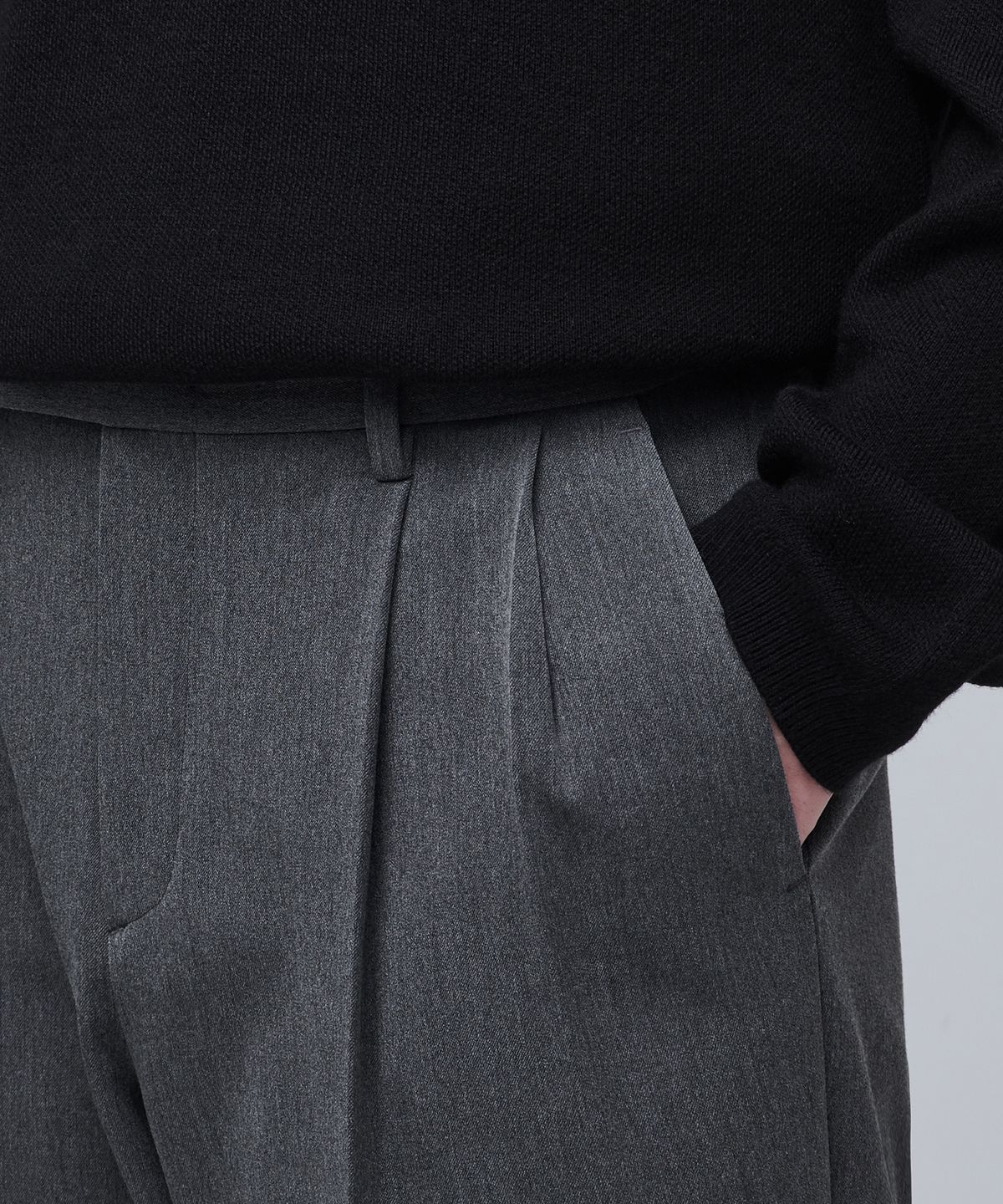 무신사 스탠다드(MUSINSA STANDARD) 헤비웨이트 속기모 리얼 와이드 히든 밴딩 슬랙스 [미디엄 그레이]