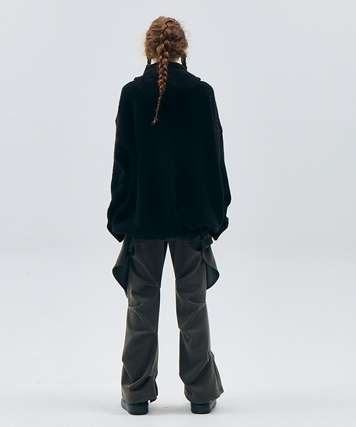 오호스(OJOS) Wrap over Tuck Pants / Khaki