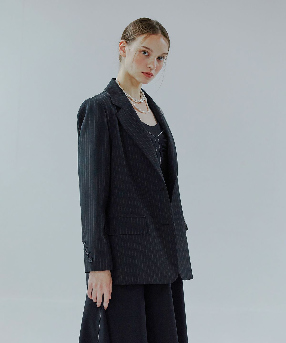 에트몽(ETMON) Two Button Single Jacket  Mix Black